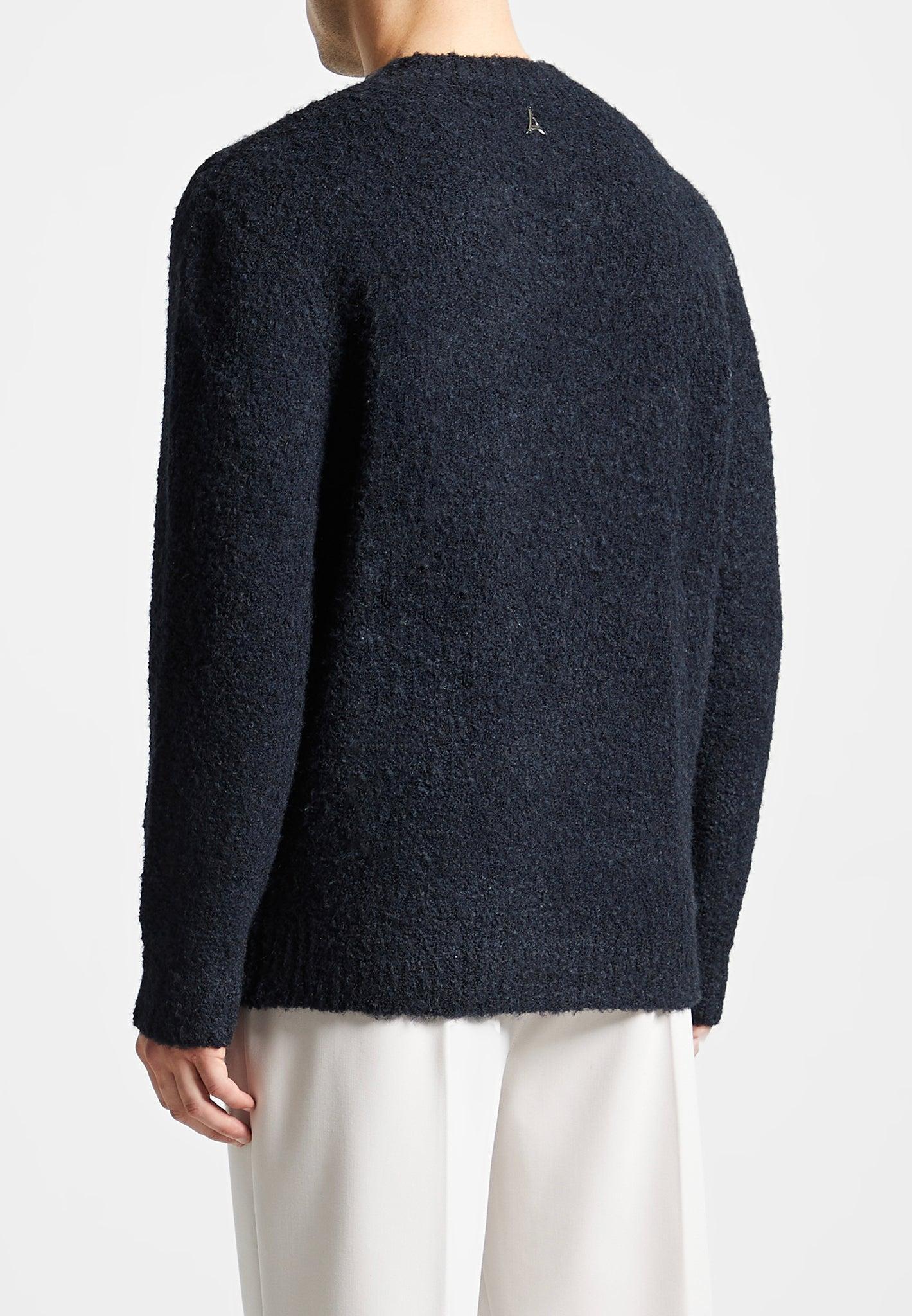Boucle Knit Jumper - Navy Male Product Image