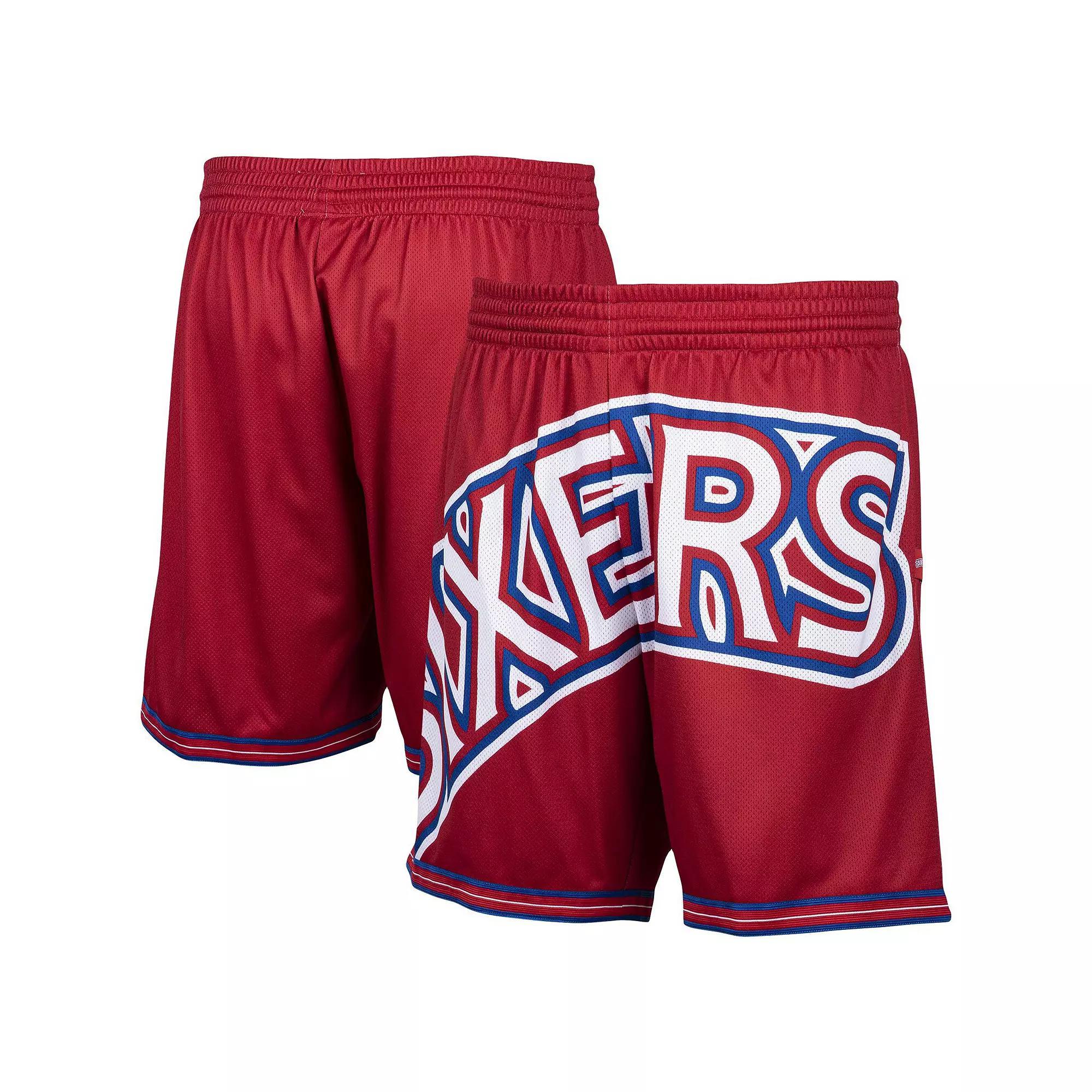 Men's Mitchell & Ness Red Philadelphia 76ers Hardwood Classics Big Face 2.0 Shorts, Size: Large, 76r Red Product Image