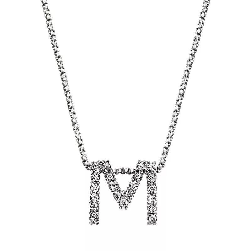 Brilliance Silver Plated Crystal Initial Pendant, Women's, Size: 18", Silver Tone G Product Image