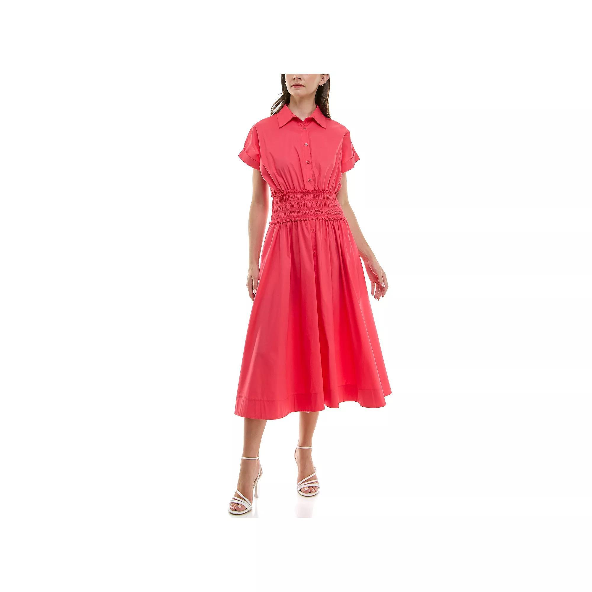 Women's Taylor Dolman Sleeve Smocked Waist Dress, Size: 14, Deep Pink Product Image