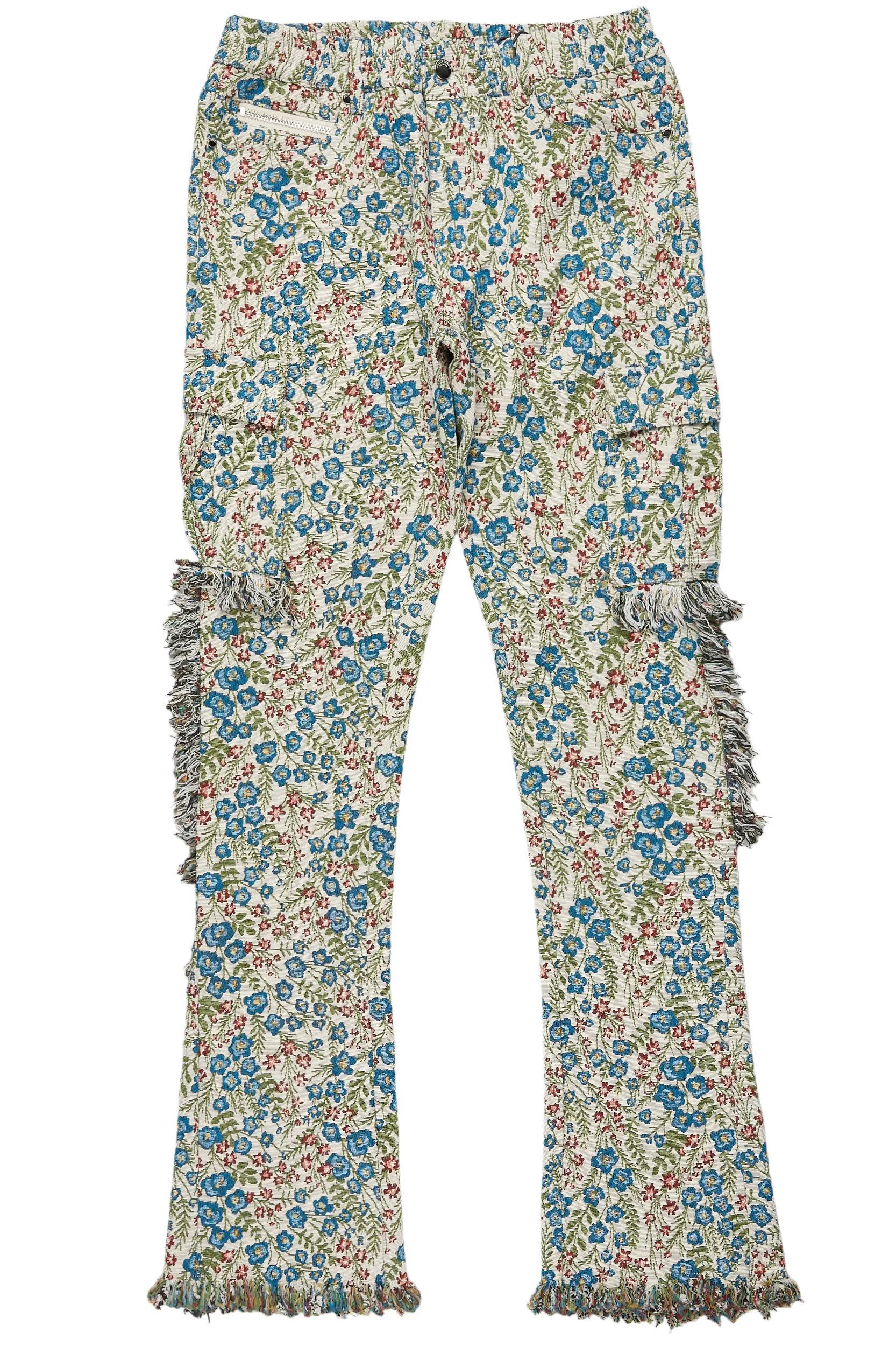 Ayara Beige/Multi Slim Tapestry Flare Jean Male Product Image
