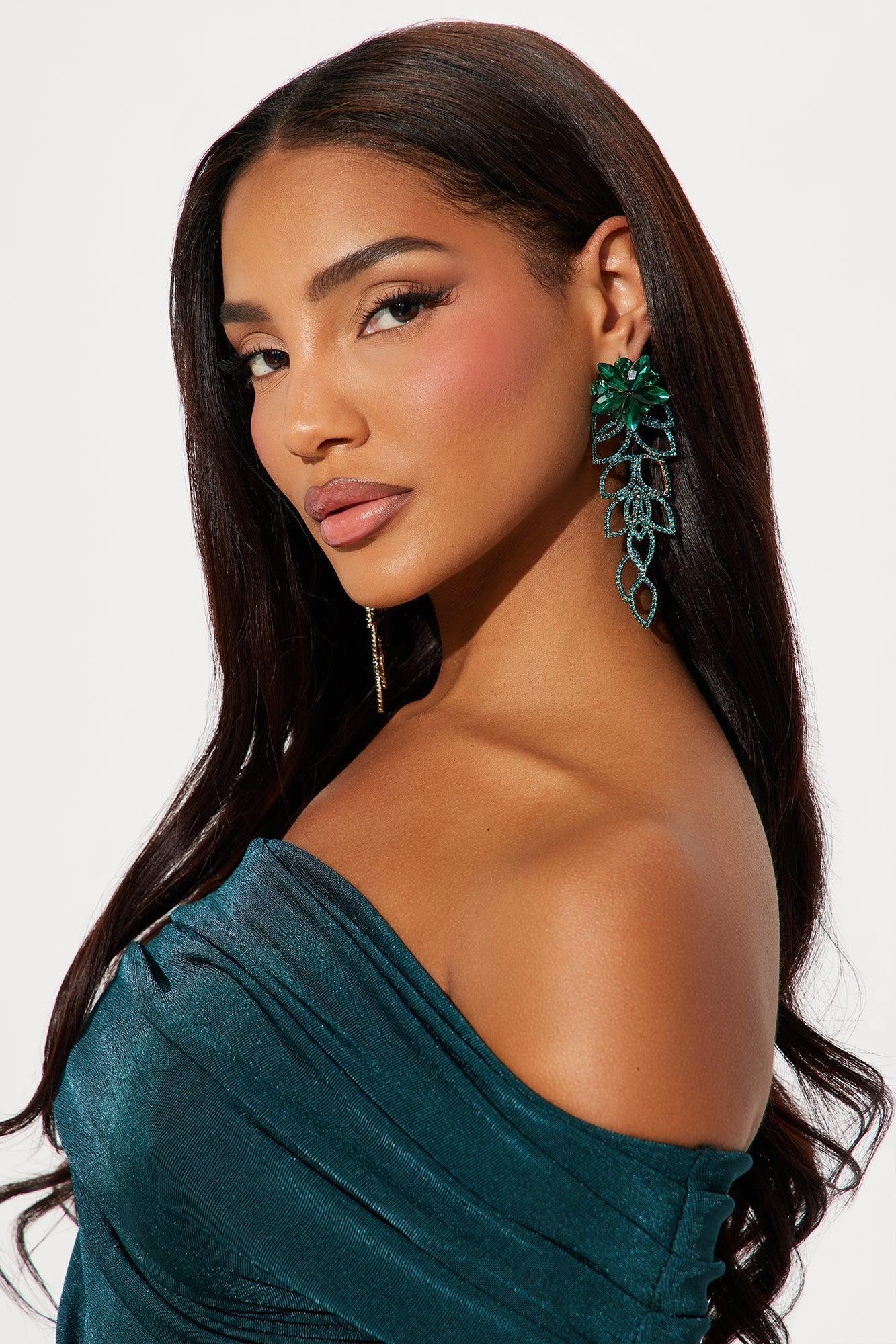Meet Me At The Party Earrings - Gold/Green Product Image