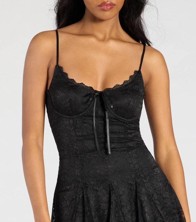 Falling In Love V-Neck Lace A-Line Mini Dress Product Image