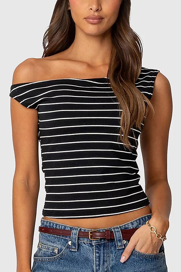 Edikted Keryn Striped Asymmetric Top Womens at Urban Outfitters Product Image