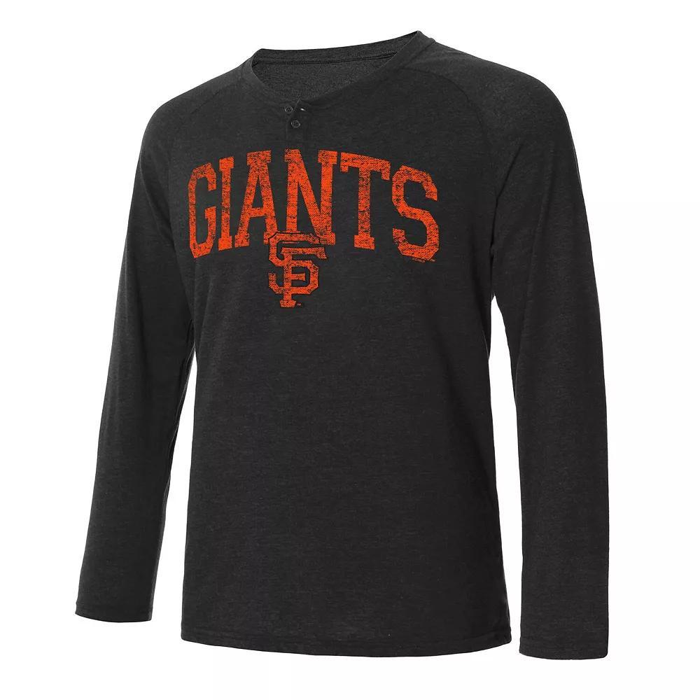Men's Concepts Sport Black San Francisco Giants Inertia Raglan Long Sleeve Henley T-Shirt, Size: Medium Product Image