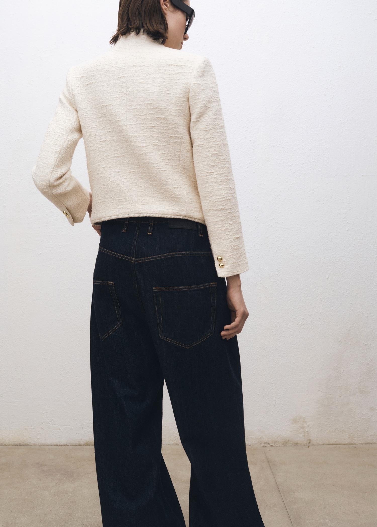 Tweed jacket with striped collar - Women | MANGO USA Product Image