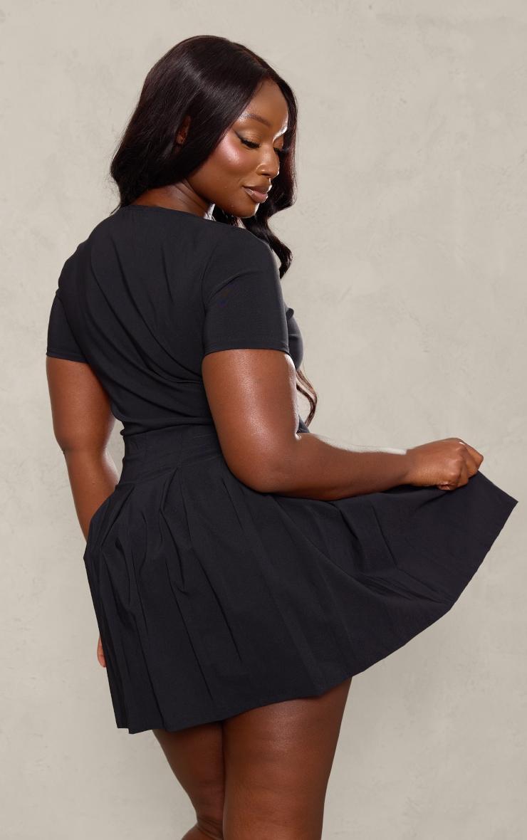 Plus Black Pleat Hem Detail Tailored Mini Dress Product Image