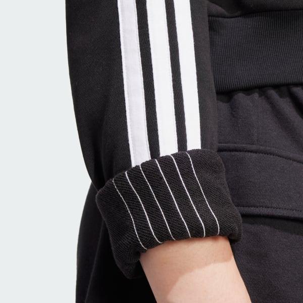 Women's adidas Essentials 3-Stripes French Terry Sportswear Hoodie, Size: XL, Black White Product Image