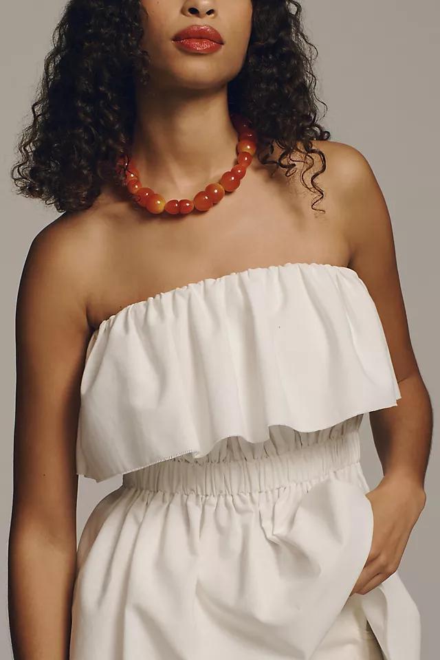Mare Mare Strapless Linen Ruffled Tie-Back Top Product Image
