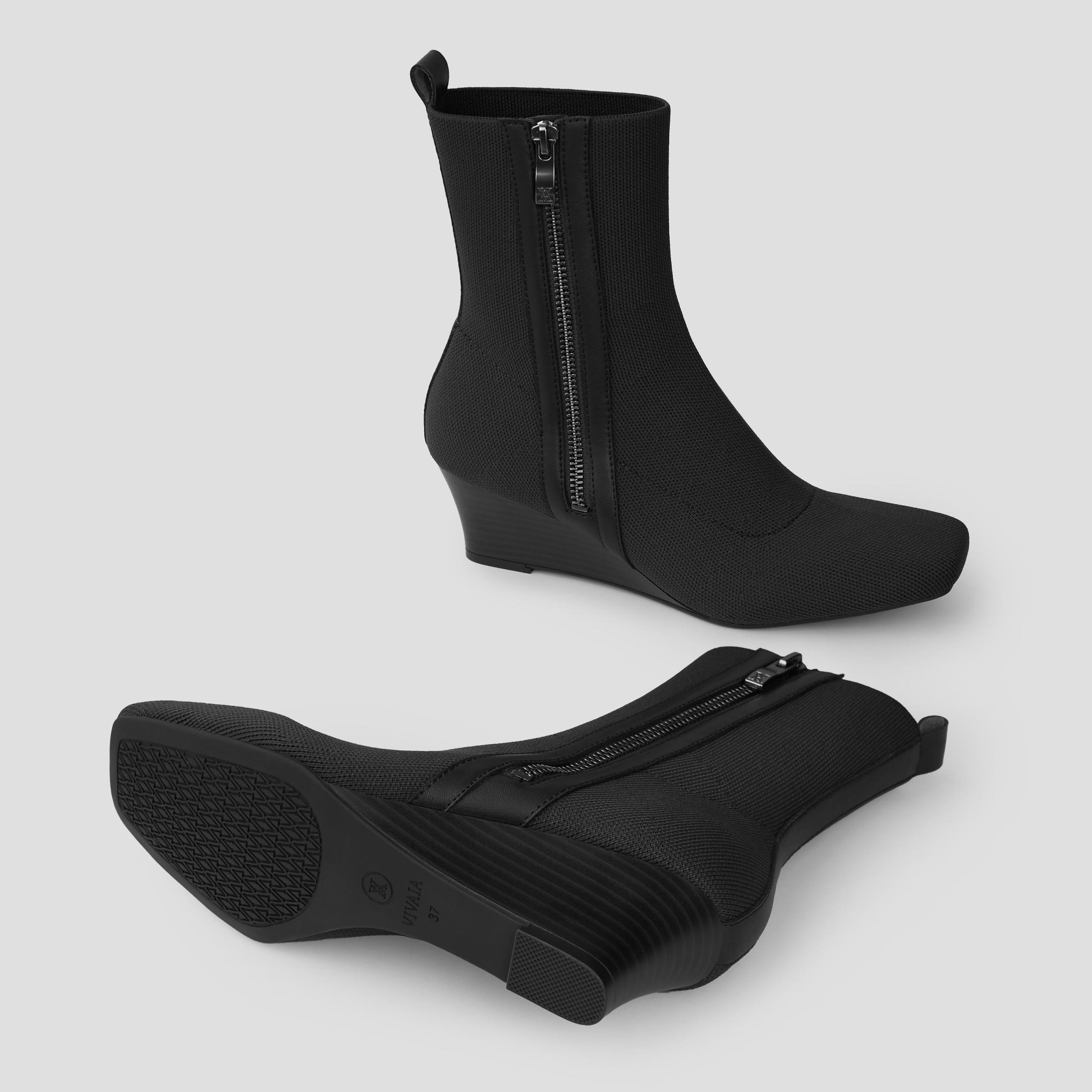 Square-Toe Water-Repellent Zipper Boots (Micaela) Product Image