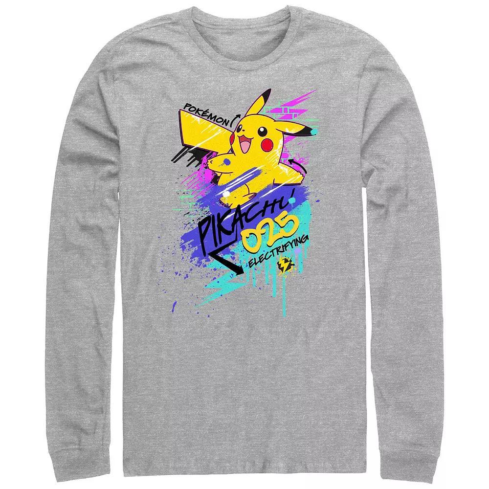 Men's Pokemon Pikachu Graffiti Graphic Tee, Size: XL, Athletic Grey Product Image