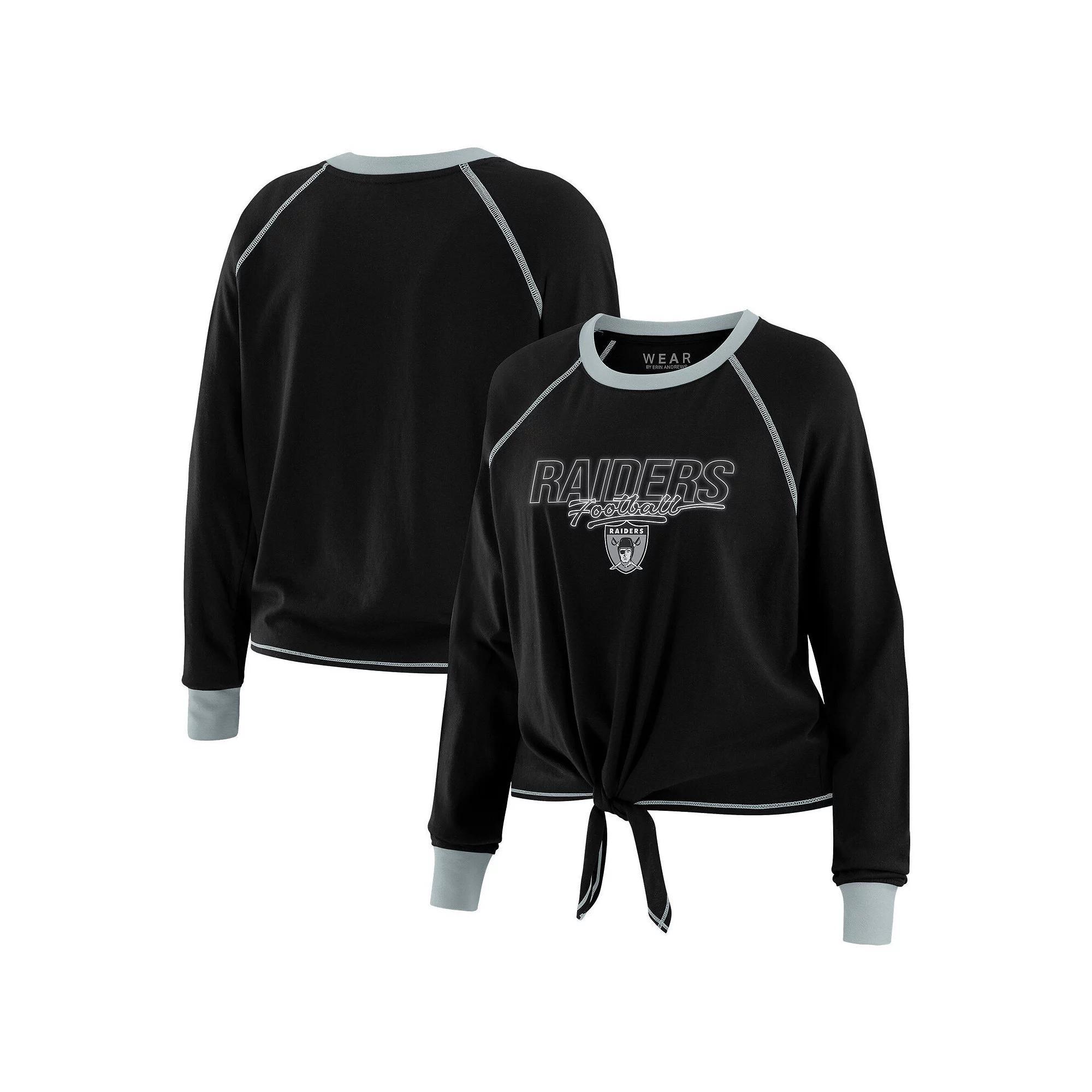 Women's WEAR by Erin Andrews Navy/Red Houston Texans Tie-Front Long Sleeve Top, Size: 2XL, Blue Product Image