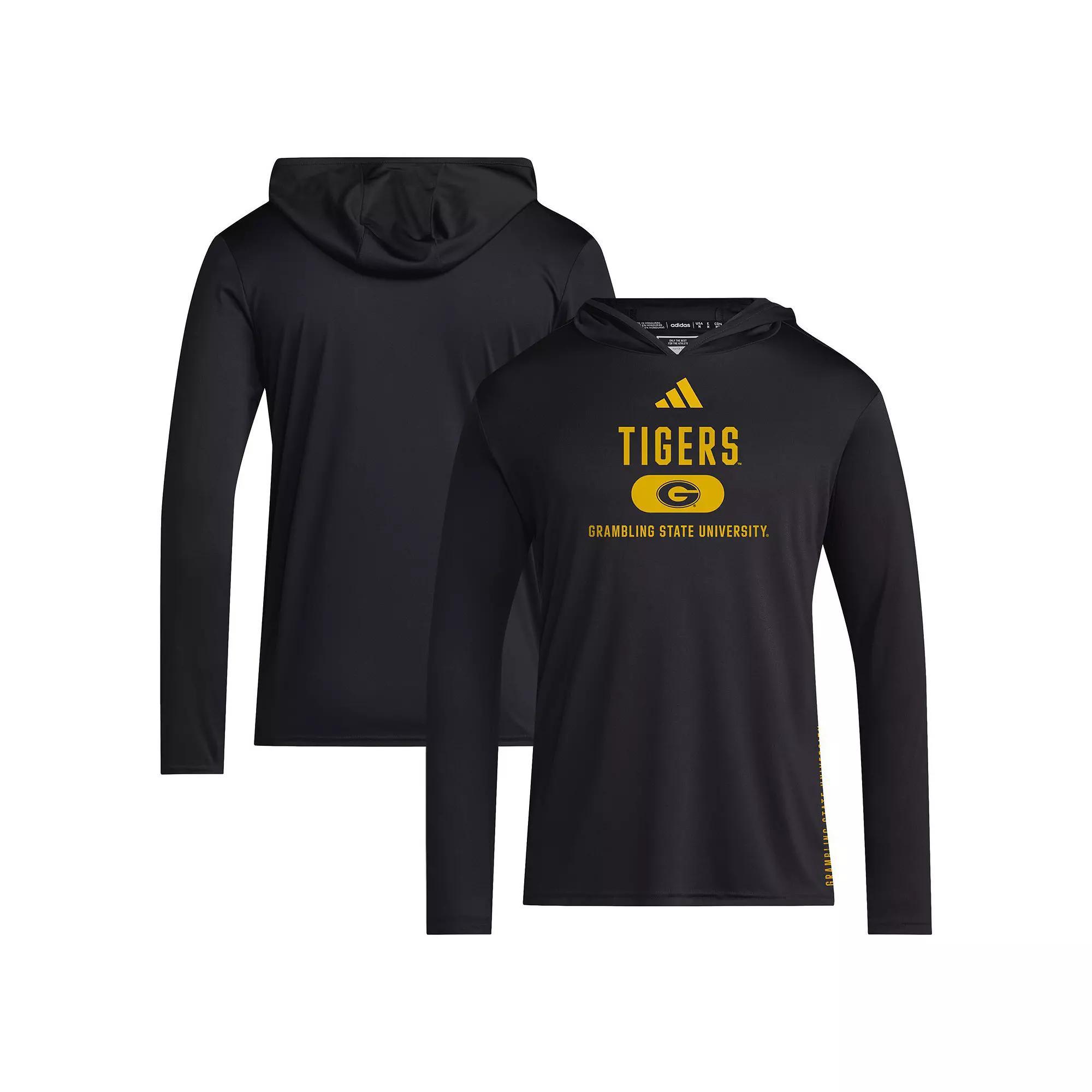 Men's adidas Black Grambling Tigers 2024 Sideline Hooded Long Sleeve T-Shirt, Size: 2XL, Nc2 Black Product Image