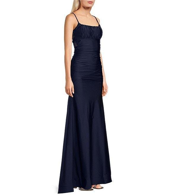 Honey and Rosie Square Neck Adjustable Strap Shirred Gown Product Image