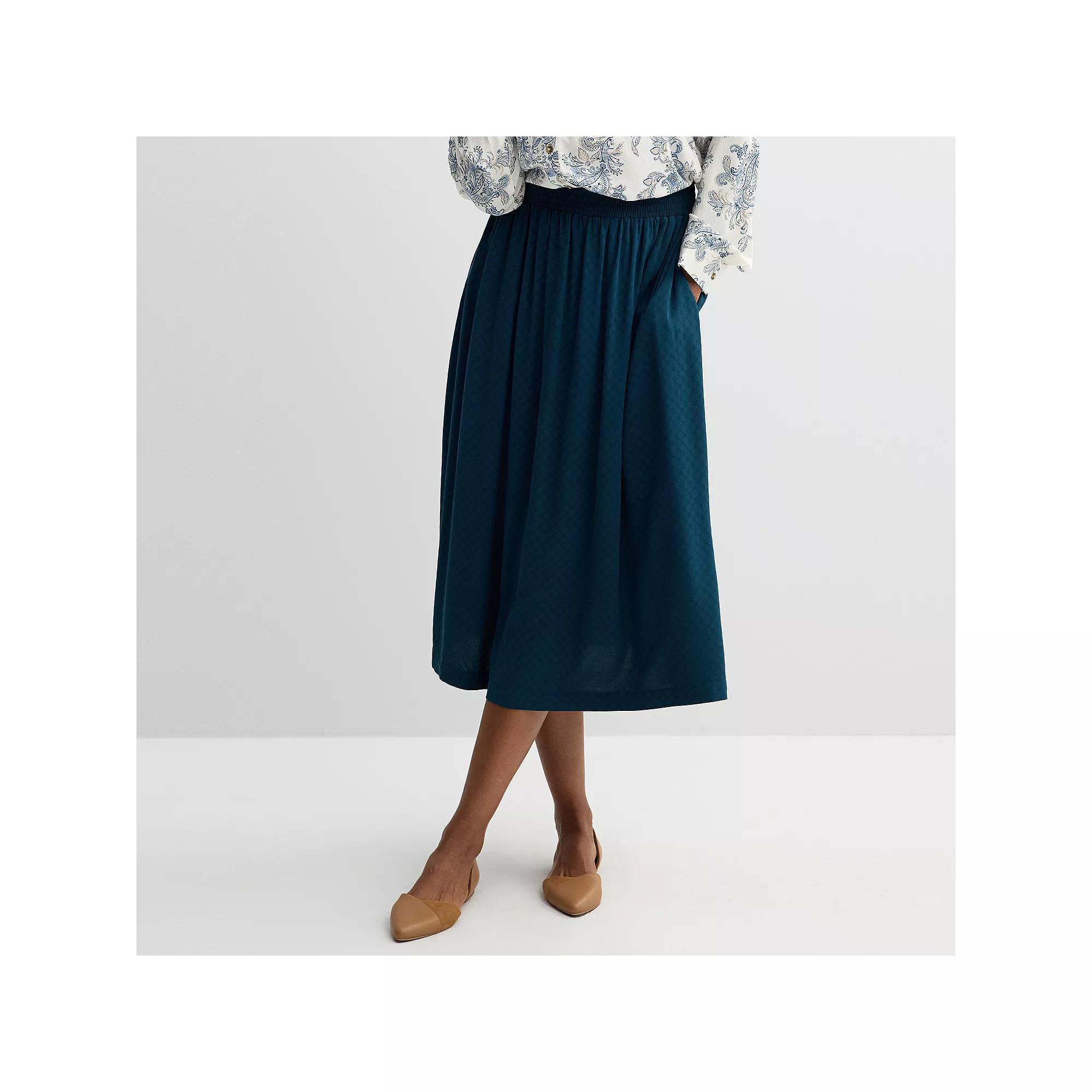 Womens Croft & Barrow Elastic Waist Midi Skirt Product Image