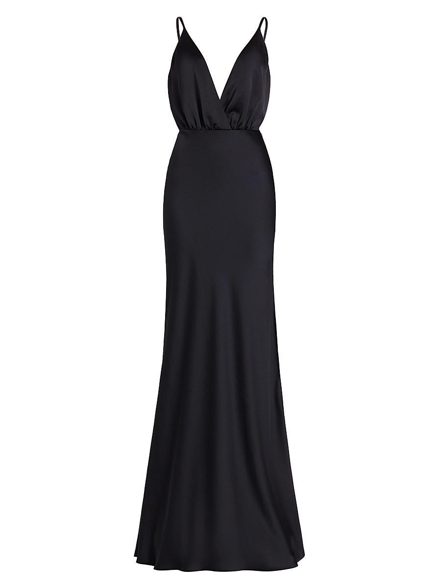 Womens Vick V-Neck Satin Gown Product Image