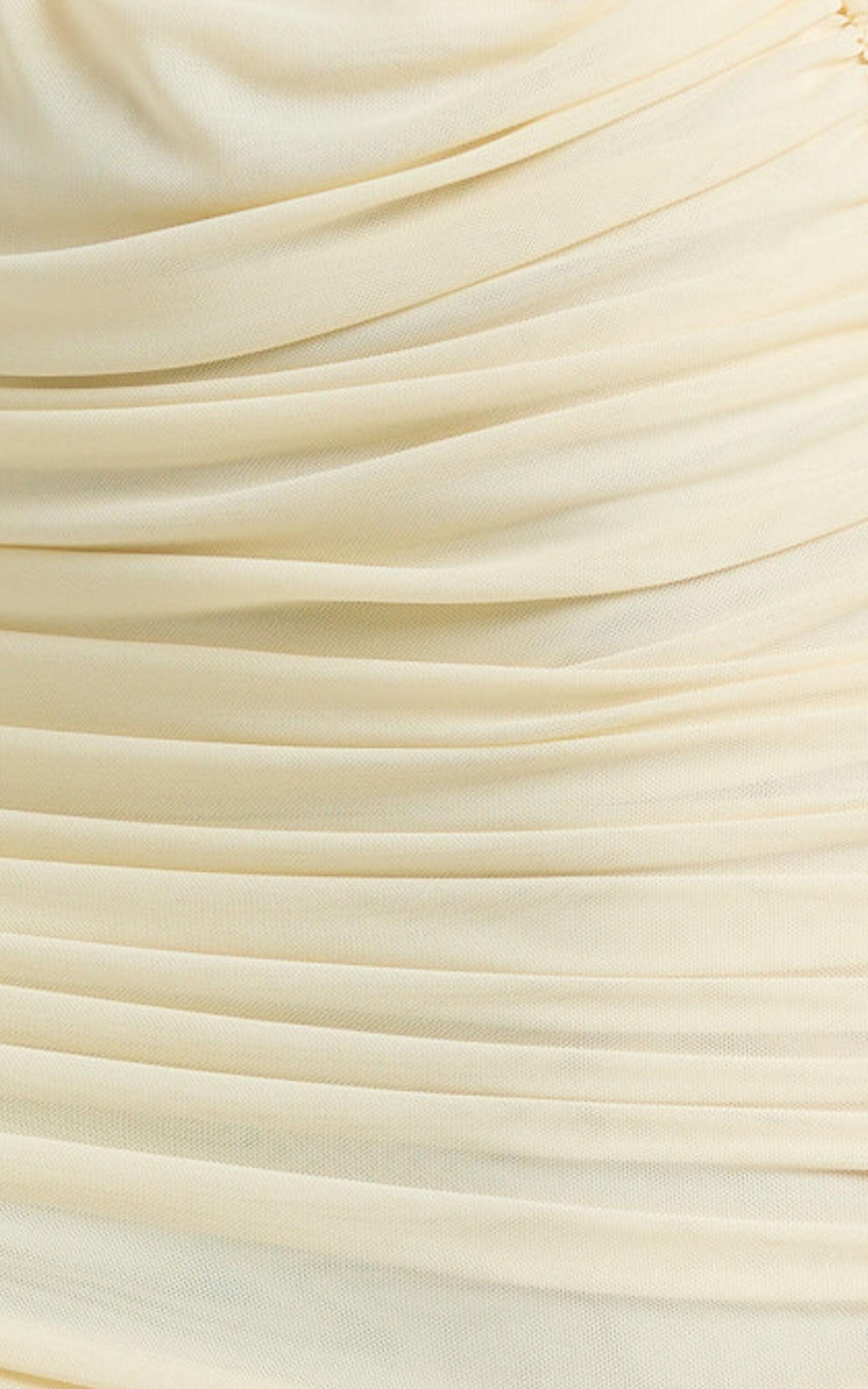 Sakura Two Piece Set - One Shoulder Ruched Top And Fitted Jersey Skirt in Ivory Product Image