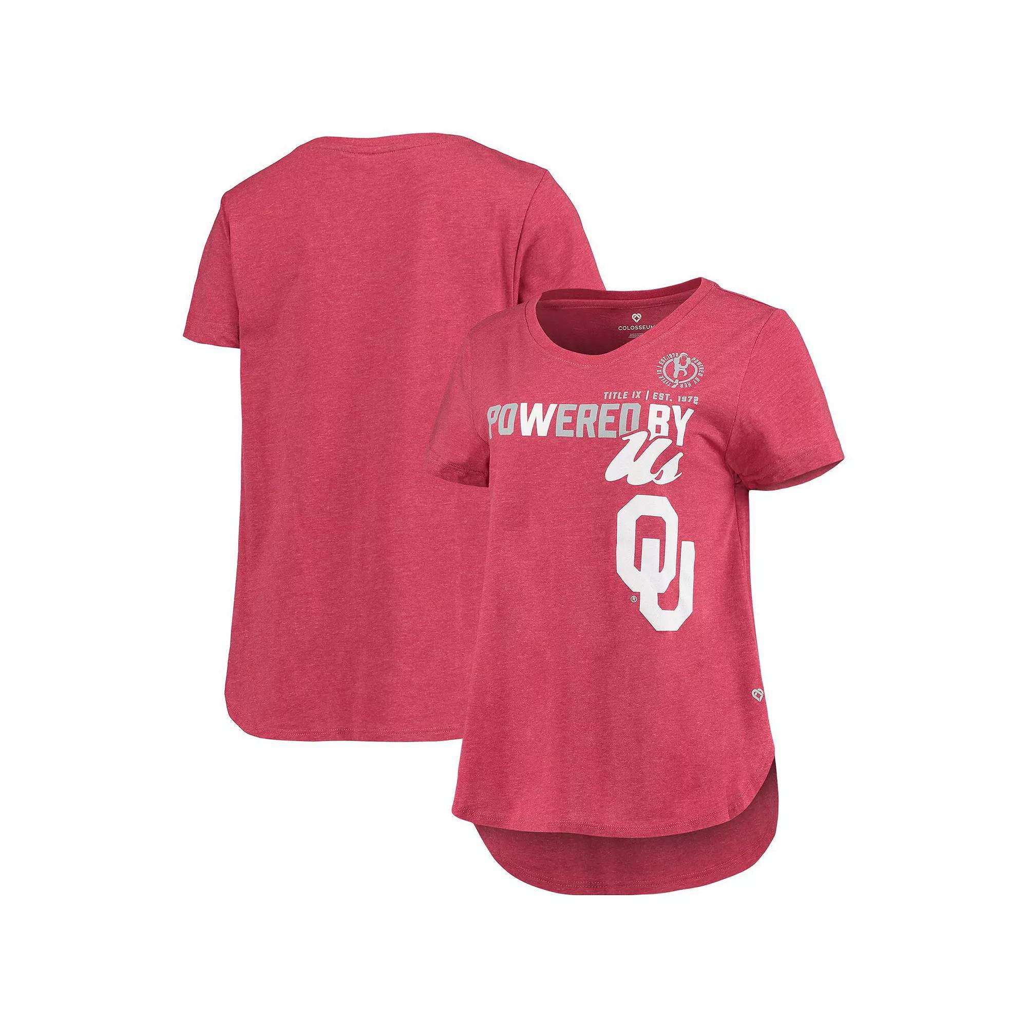 Women's Colosseum Heathered Crimson Oklahoma Sooners PoWered By Title IX T-Shirt, Size: Small Product Image
