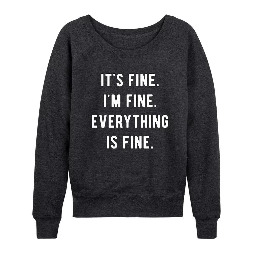 Womens Everything Is Fine French Terry Long Sleeve Tee Heather Grey Product Image