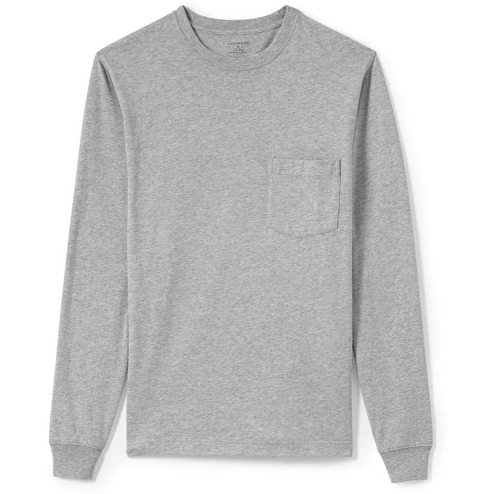 Men's Lands' End Super-T Henley, Size: XL, Gray Grey Product Image
