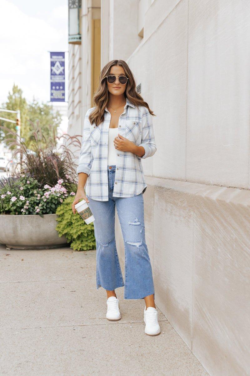 Thread and Supply Navy Plaid Shacket - FINAL SALE Female Product Image