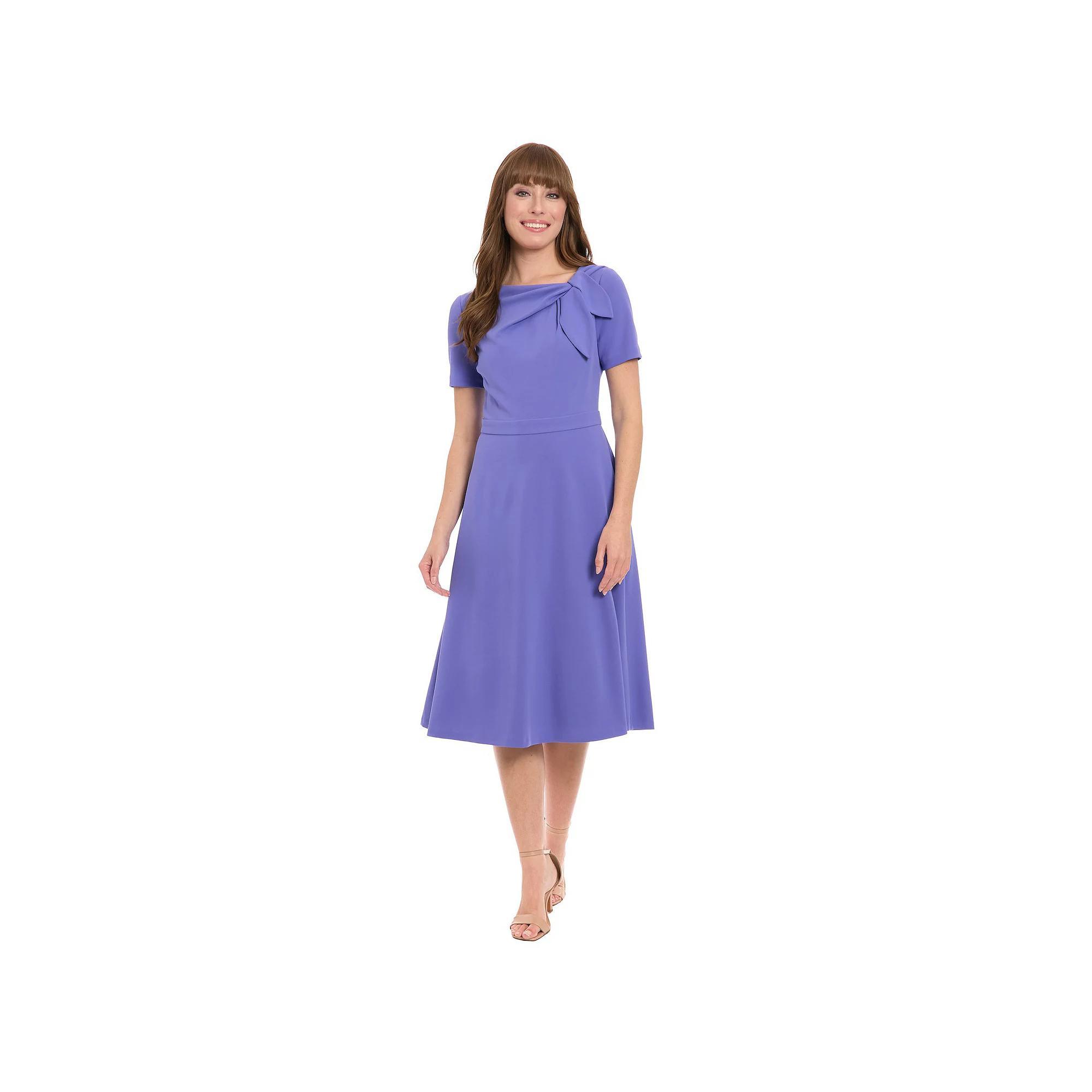Womens London Times Tie-Neck Fit and Flare Dress Product Image