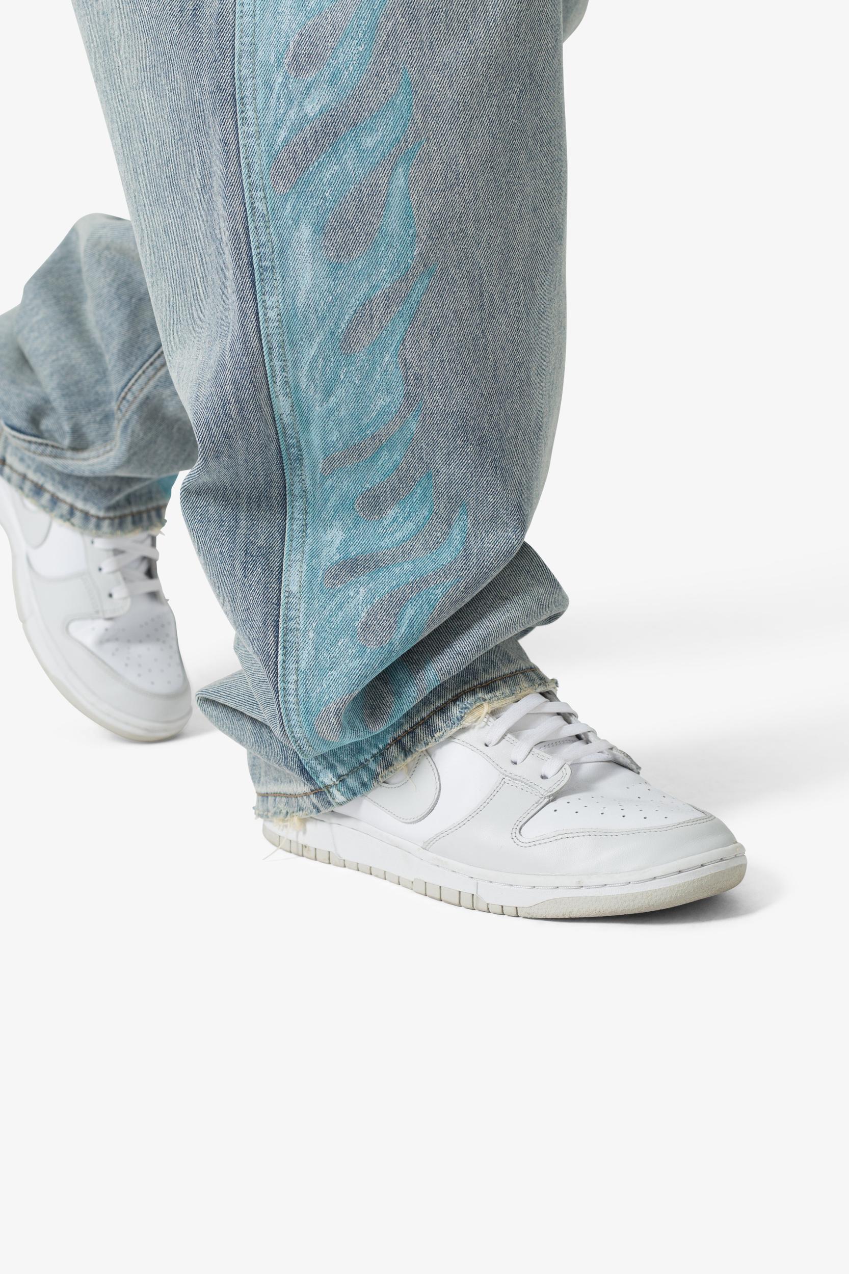 Ultra Baggy Flame Denim - Blue Product Image