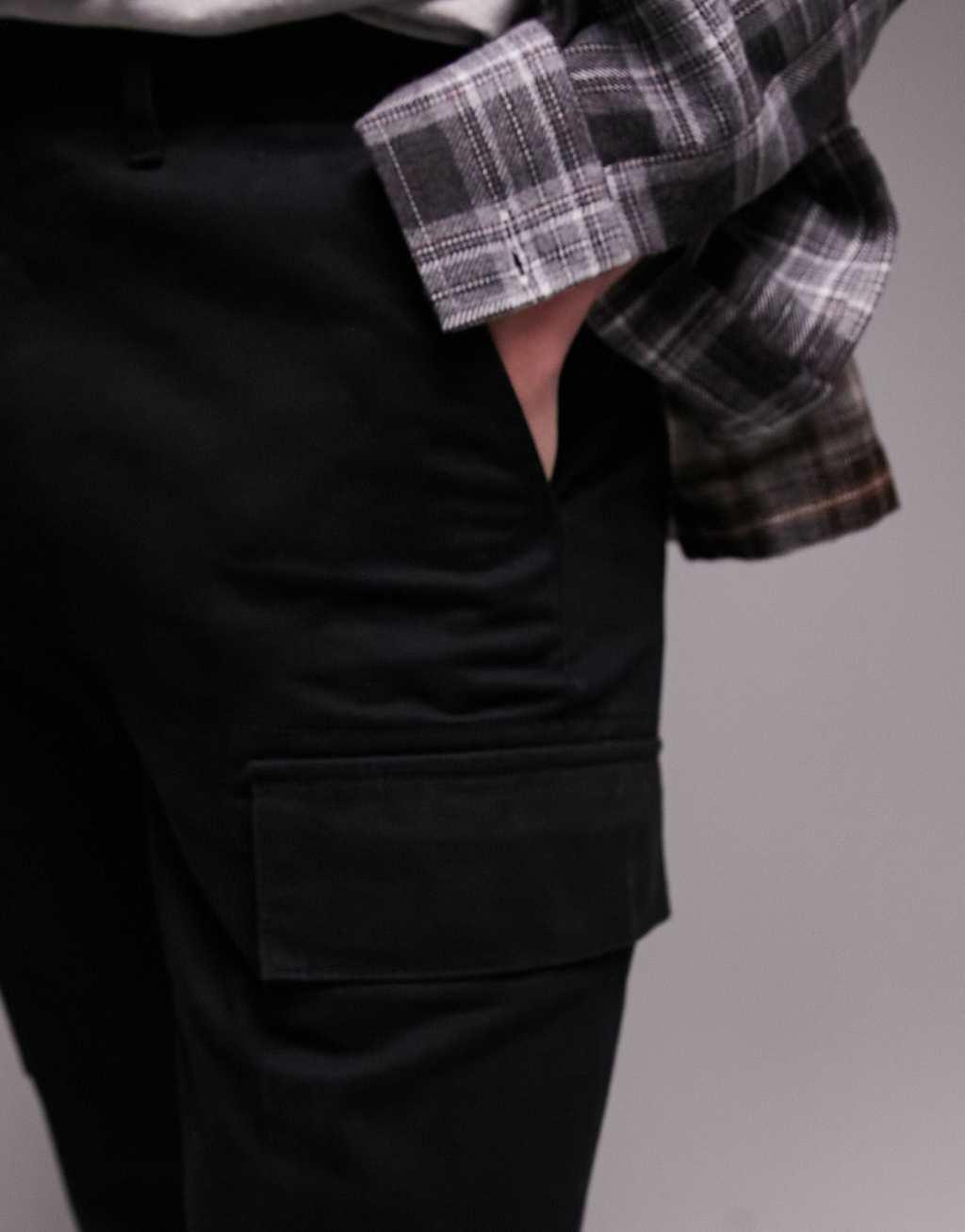 Topman skinny two pocket cargo pants in black Product Image