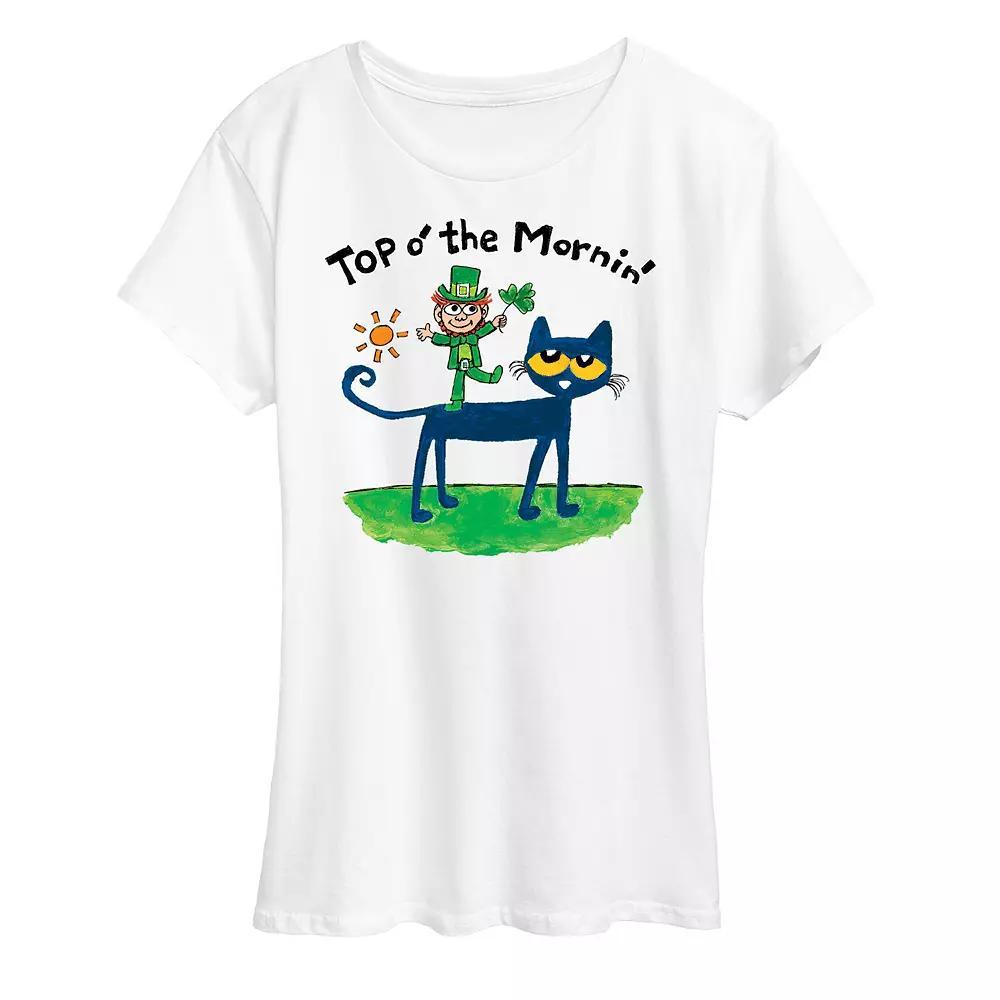 Womens Pete The Cat Top O The Mornin Leprechaun Graphic Tee Grey Gray Product Image