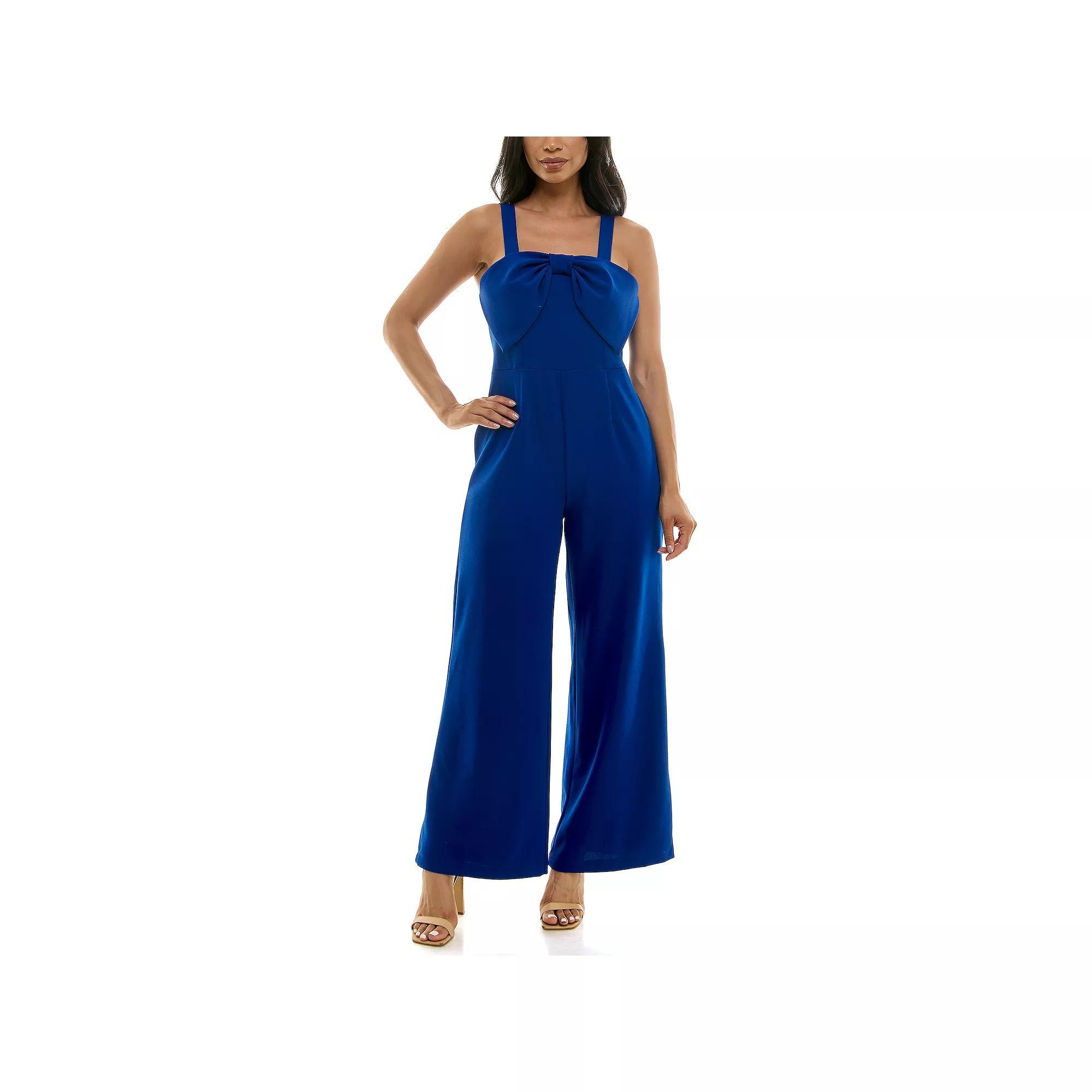 Women's Nina Leonard Large Bow Jumpsuit, Size: Small, Black Product Image