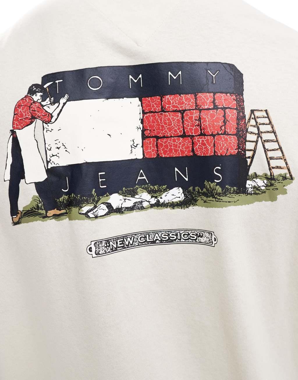Tommy Jeans backprint graphic T-shirt in off white Product Image