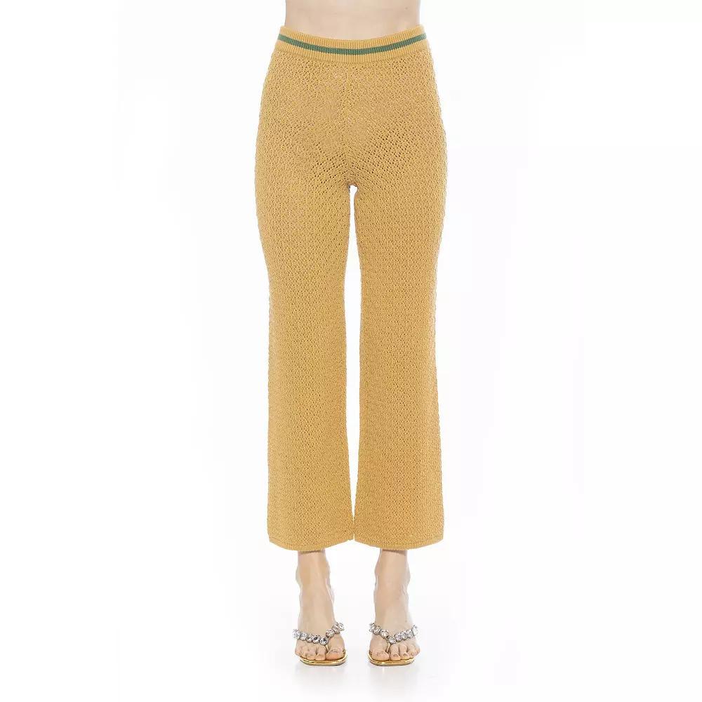 Women's ALEXIA ADMOR Kora Wide Leg Knit Pants, Size: Medium, Yellow Product Image