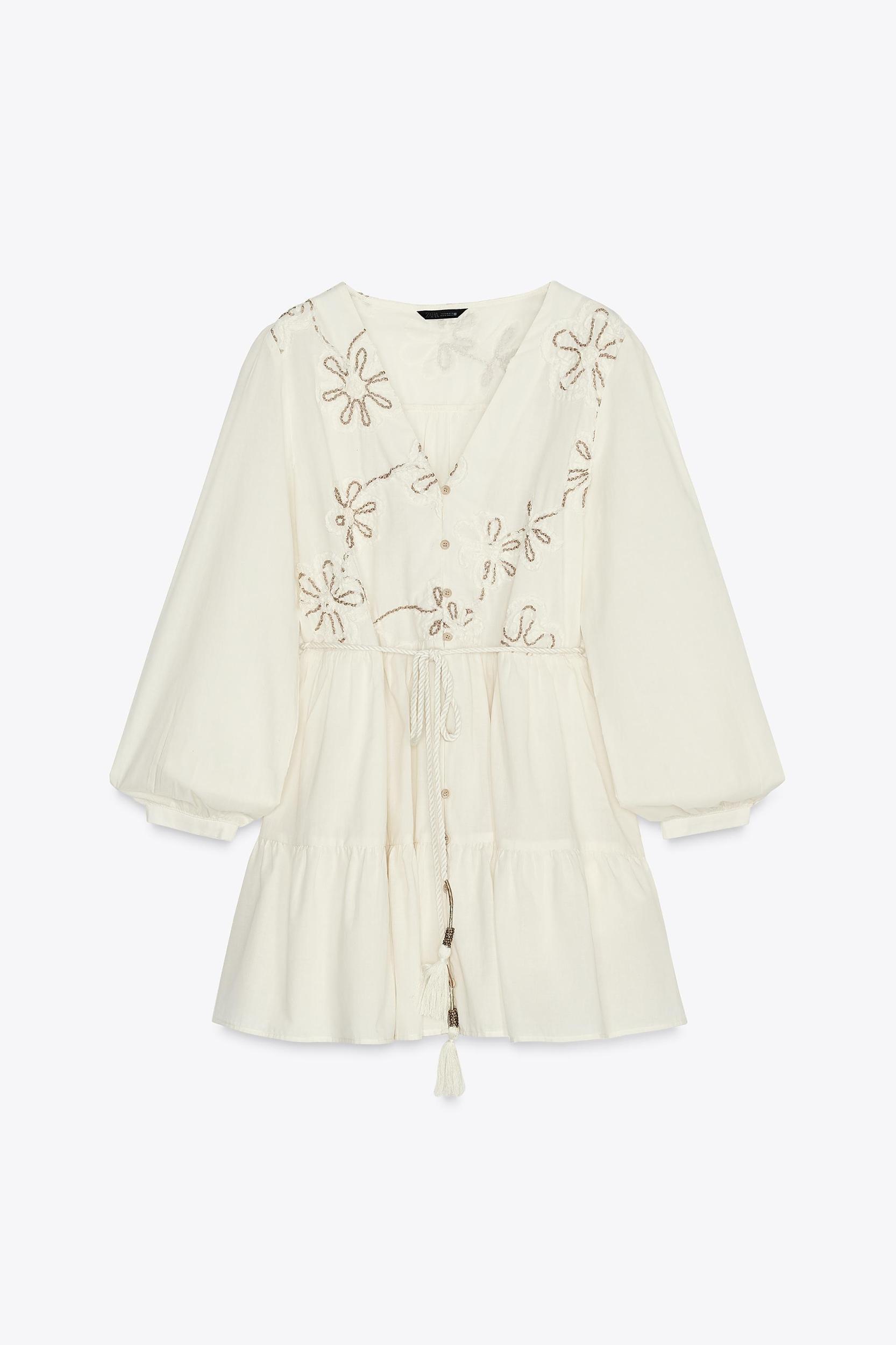 EMBROIDERED FLORAL MINI DRESS Product Image