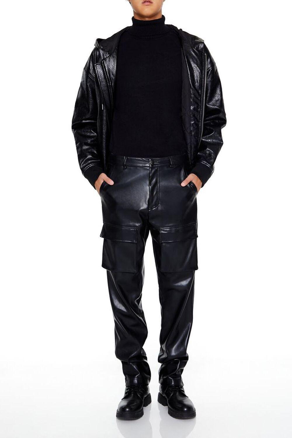 Slim-Fit Faux Leather Cargo Pants | Forever 21 Product Image