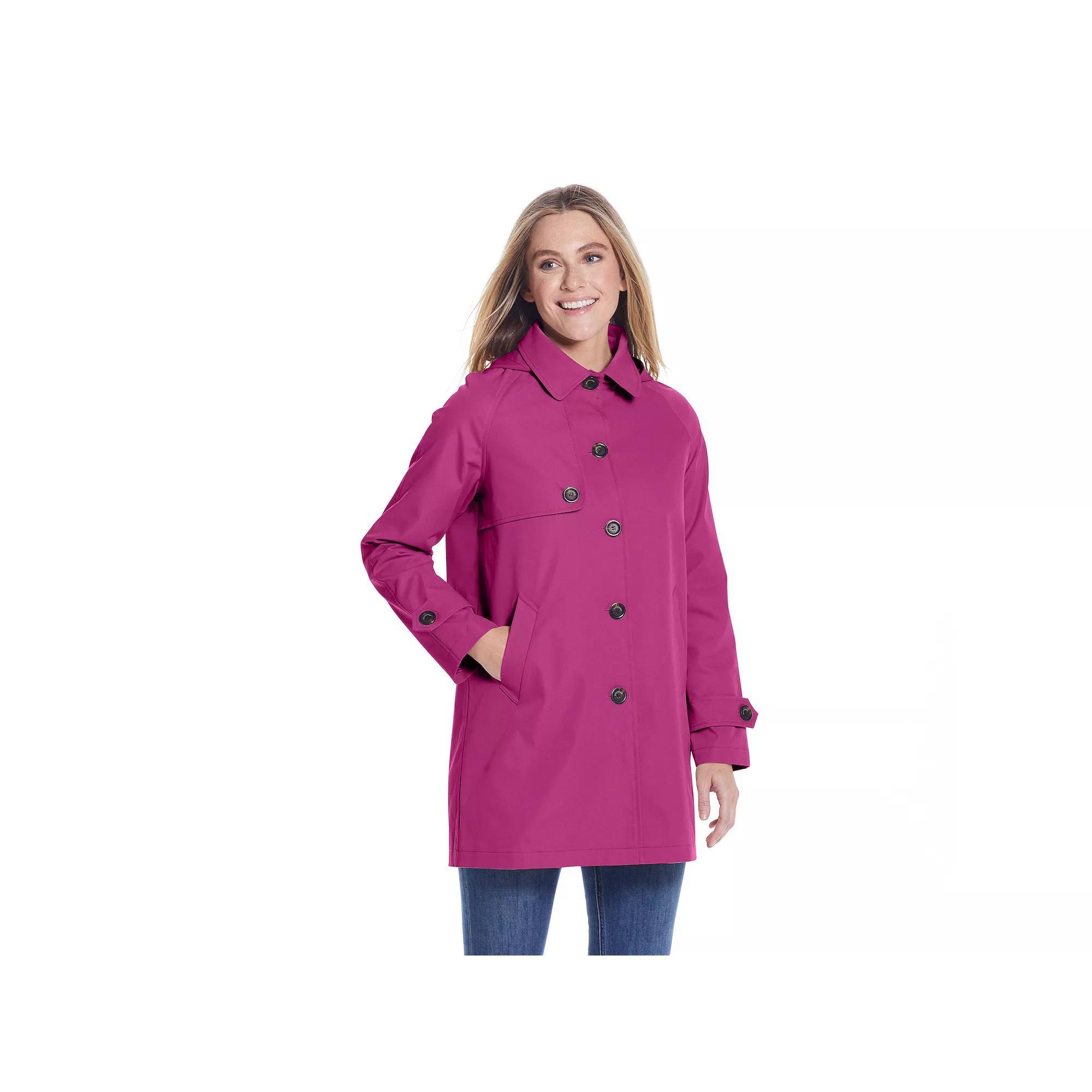 Women's Weathercast Lightweight Button Front Hooded Topper Jacket, Size: Small, Pink Product Image