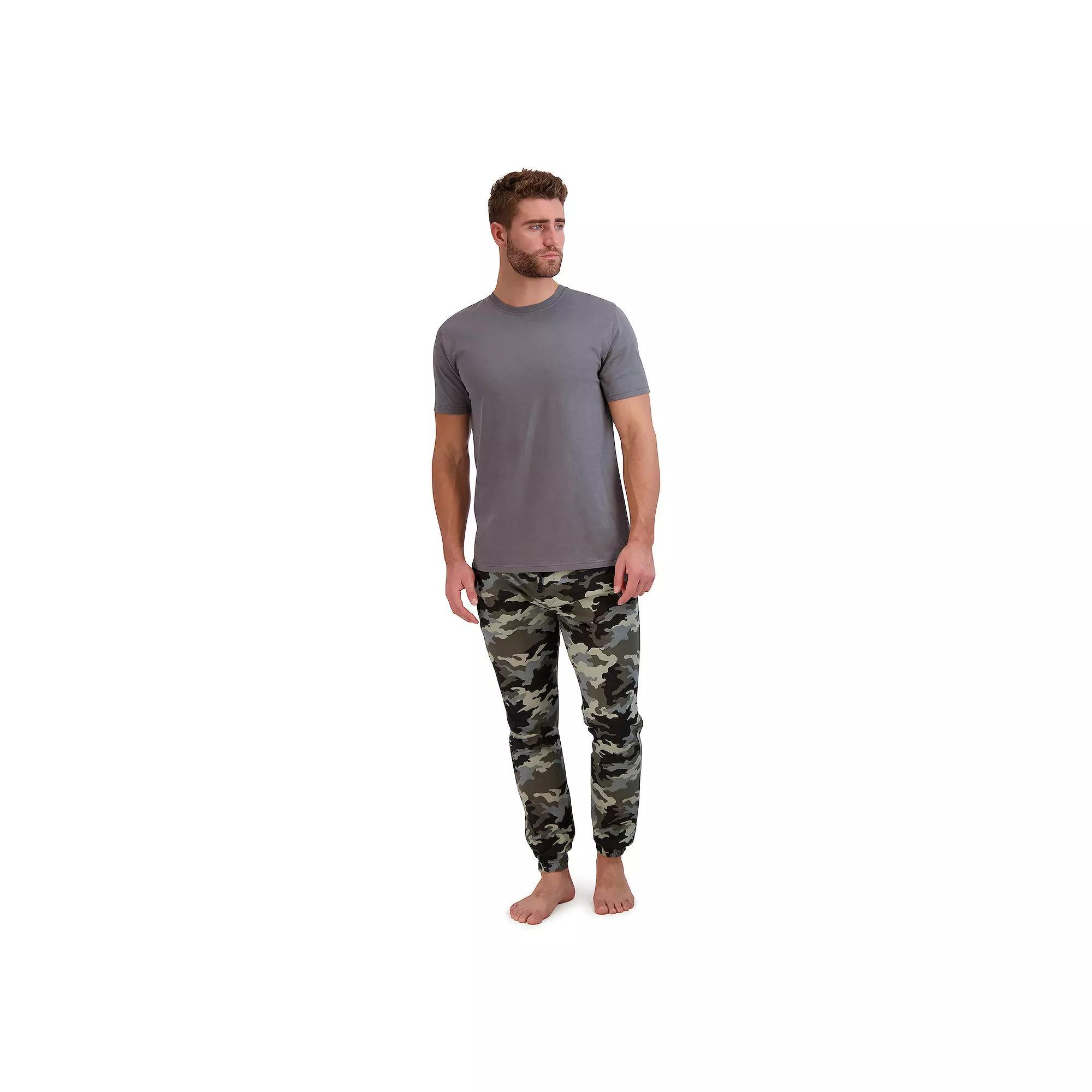 Big & Tall Hanes® Cotton Modal French Terry Pajama Set, Men's, Size: XXL, Oatmeal Grey Forest Product Image