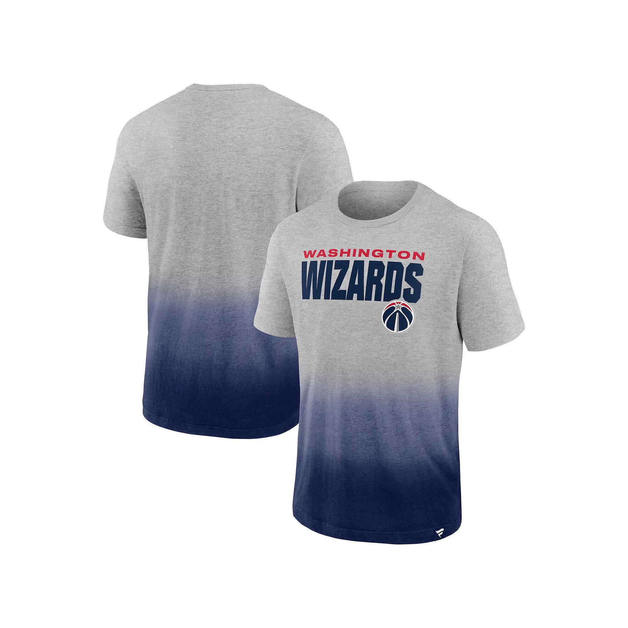 Men's Fanatics Heathered Gray/Navy Washington Wizards Board Crasher Dip-Dye T-Shirt, Size: 2XL, Wiz Grey Product Image
