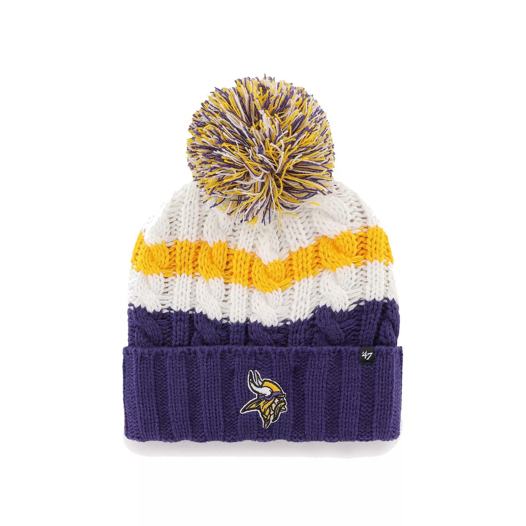 Women's '47 White Minnesota Vikings Ashfield Cuffed Knit Hat with Pom Product Image