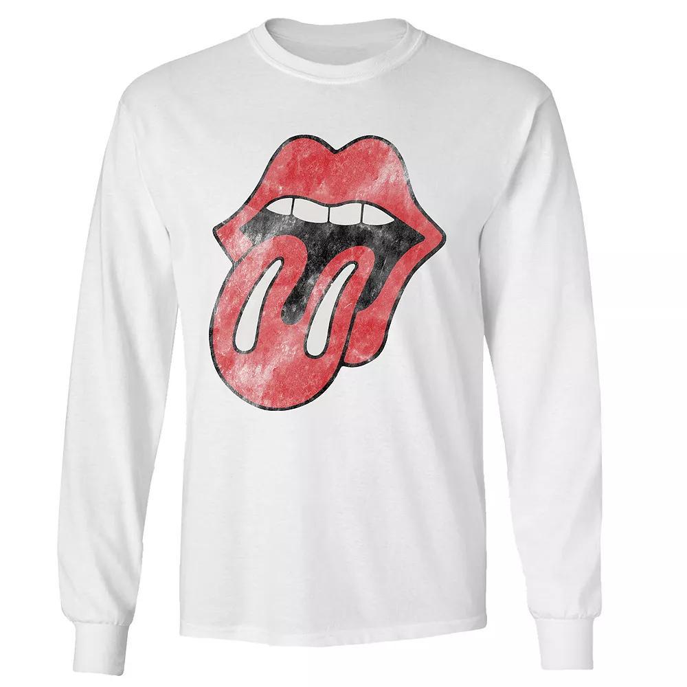 Men's Rolling Stones Vintage Tongue Long Sleeve, Size: XL, White Product Image