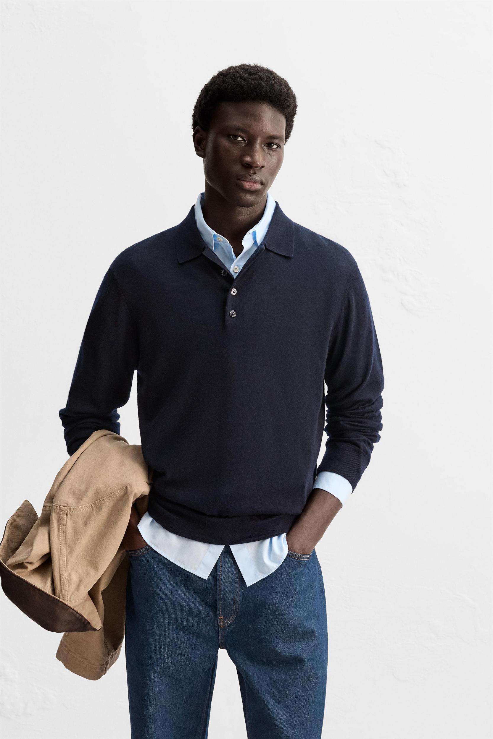 WOOL - CASHMERE LIGHTWEIGHT KNIT POLO Product Image
