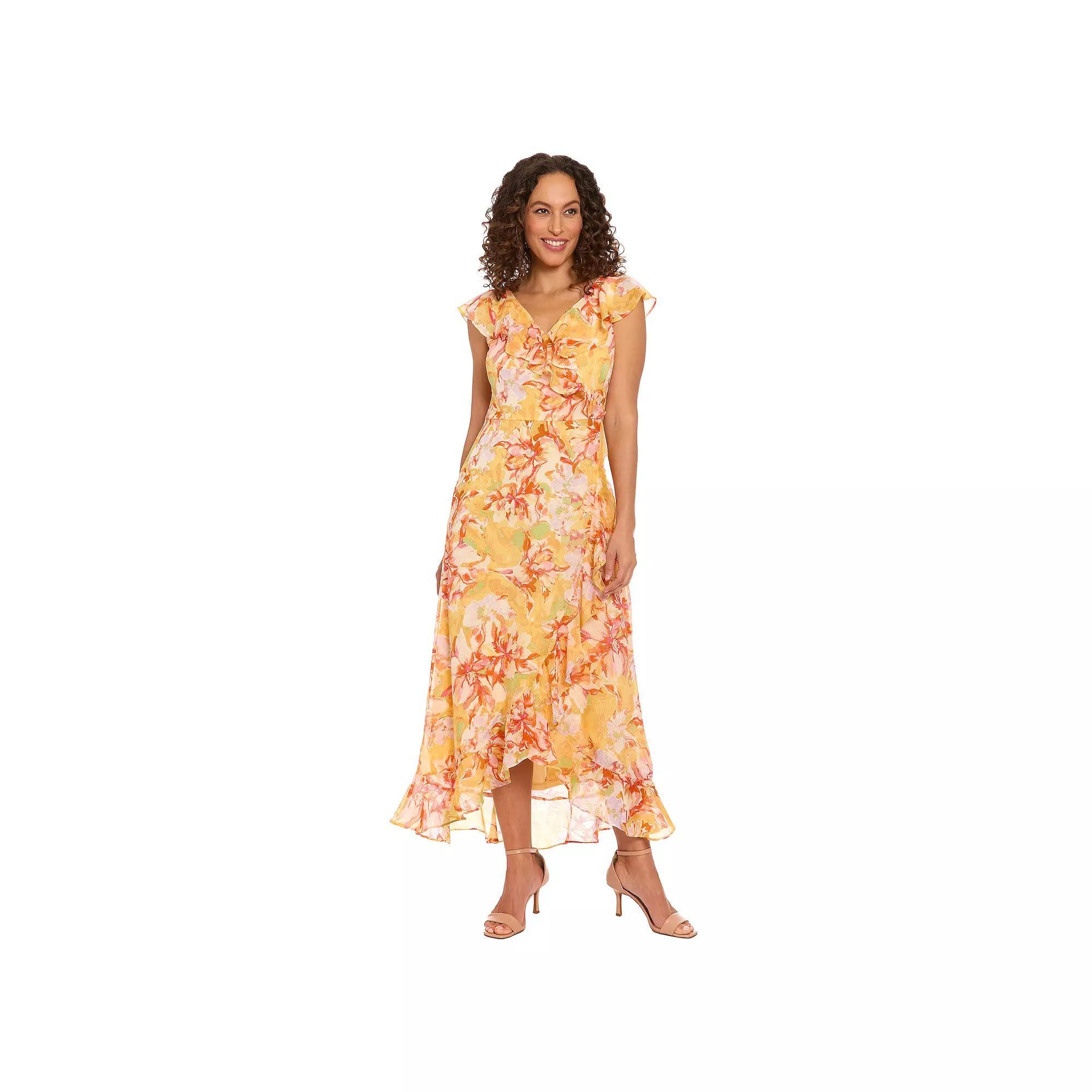 Women's London Times Ruffled Maxi Dress, Size: 8, Yellow Product Image