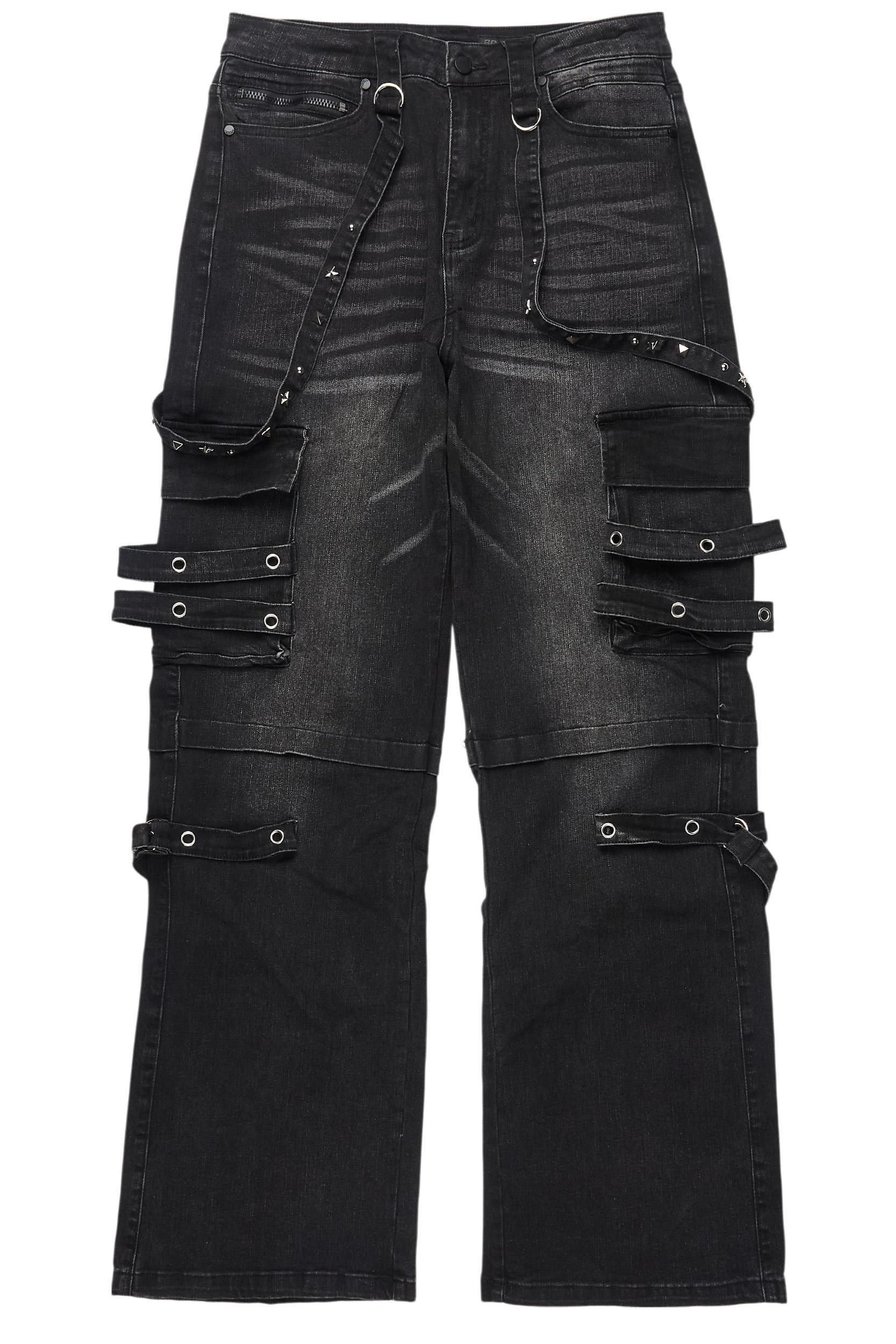 Nealon Black Baggy Cargo Fit Jean Male Product Image