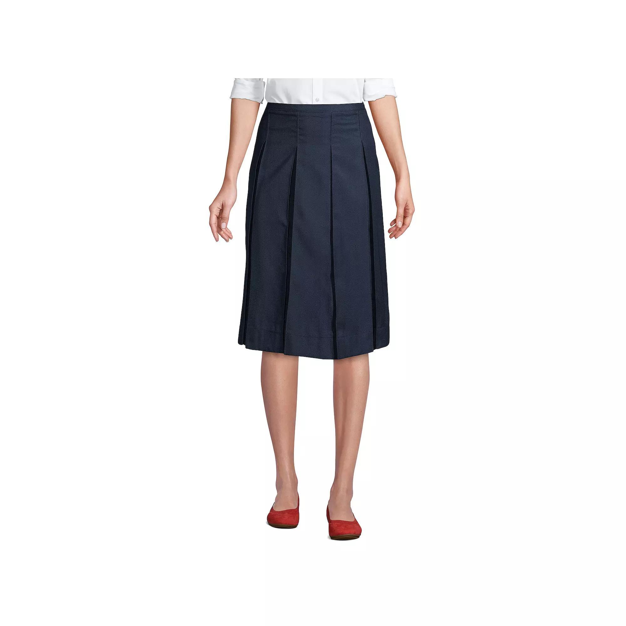 Womens Lands End School Uniform Below the Knee Box Pleat Skirt Product Image
