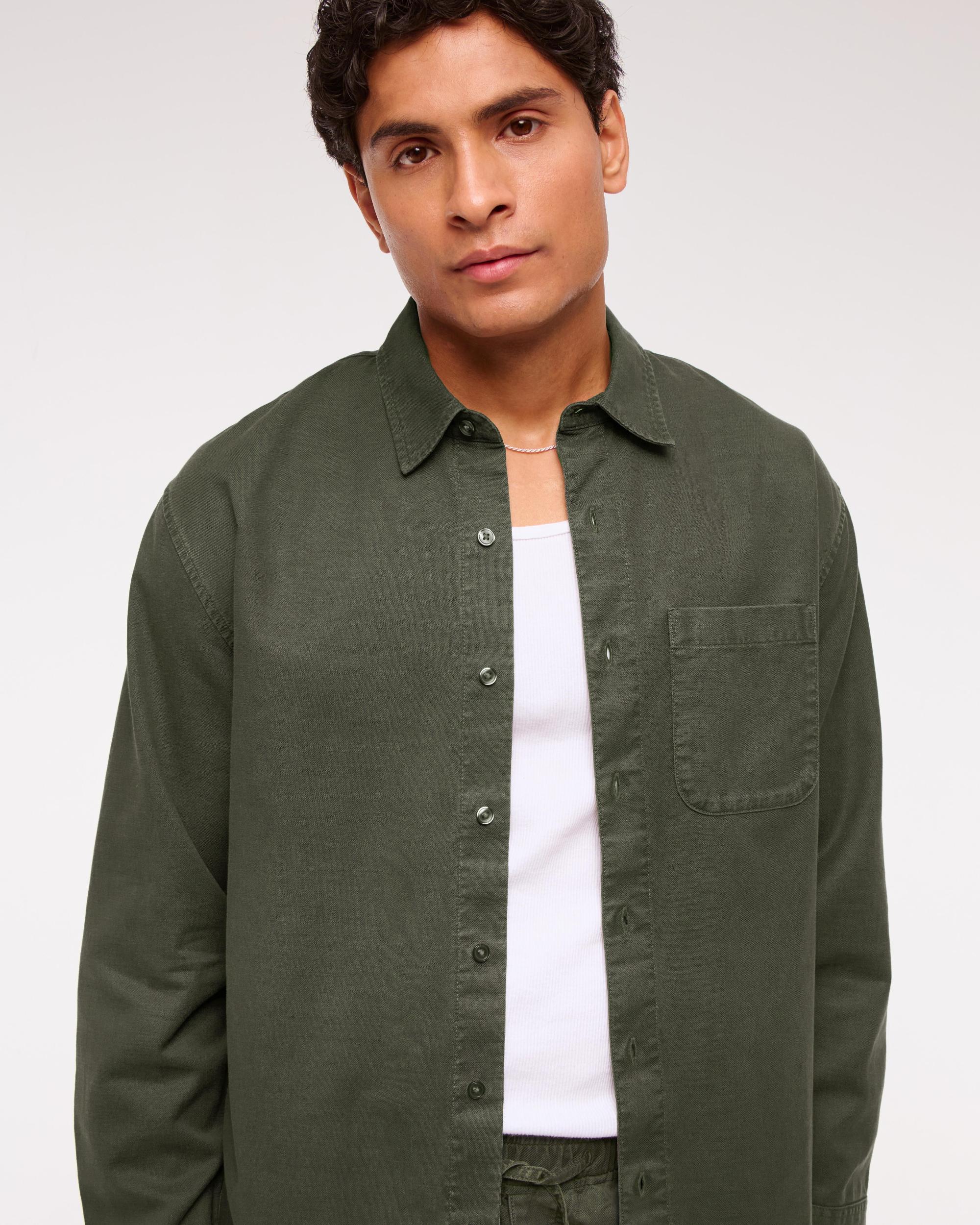 Long-Sleeve Garment Dye Button-Up Shirt Product Image