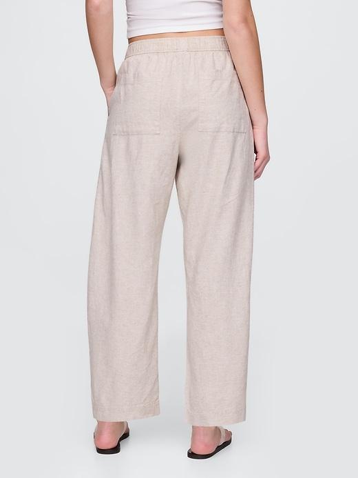 Mid Rise Linen-Blend Easy Barrel Pants Product Image