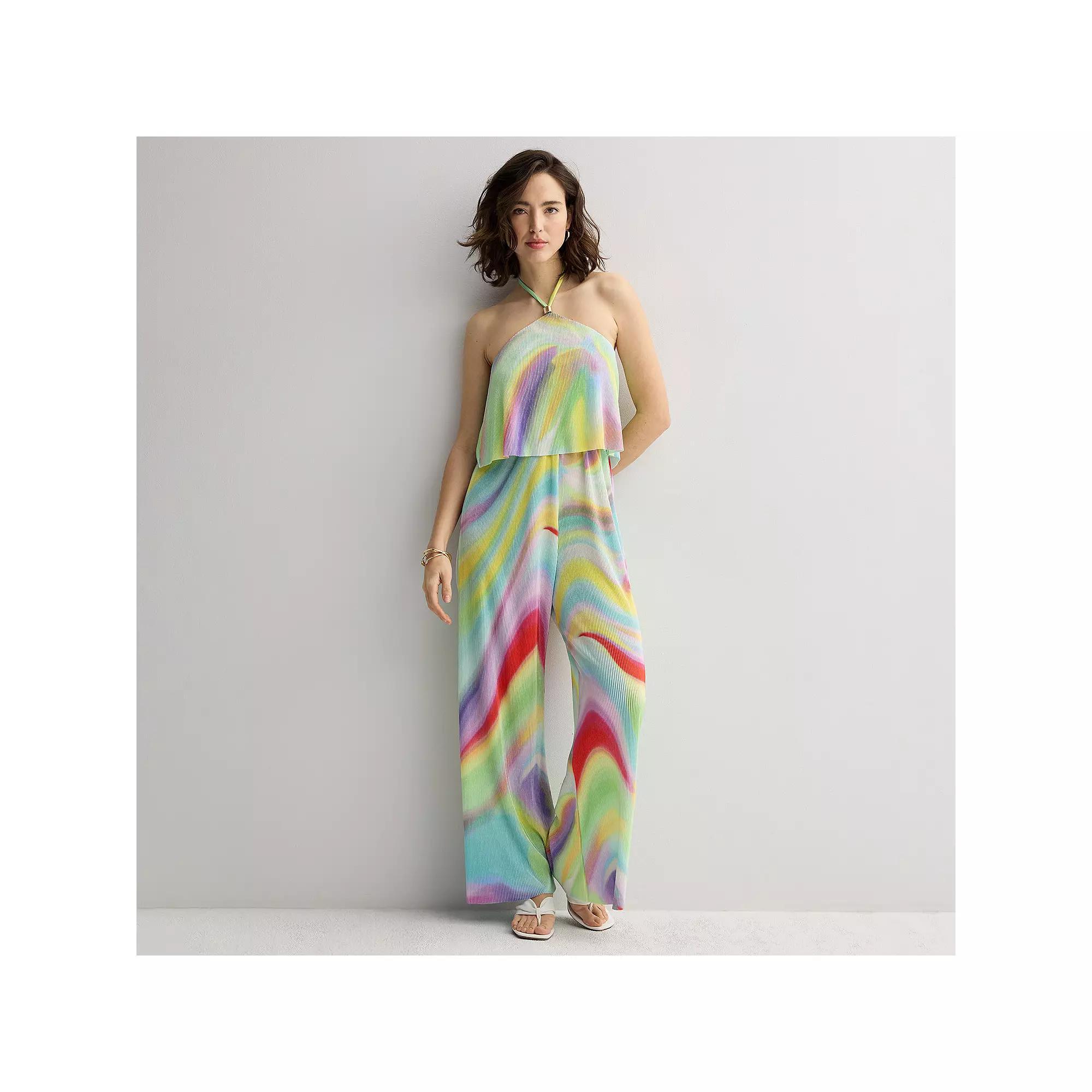 Womens INTEMPO Plisse Halter Jumpsuit Product Image