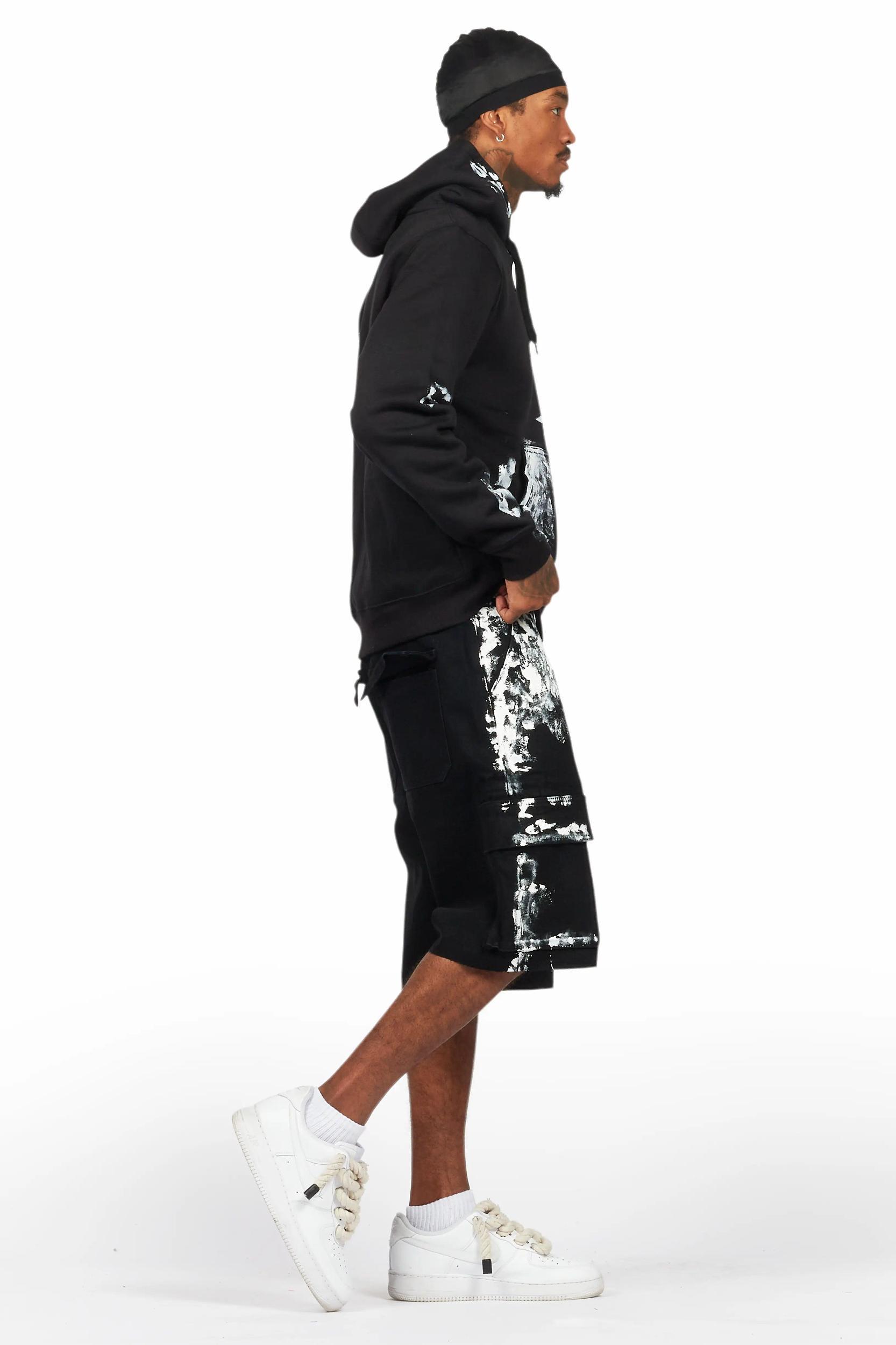 Filip Black Hoodie/Denim Short Set Male Product Image