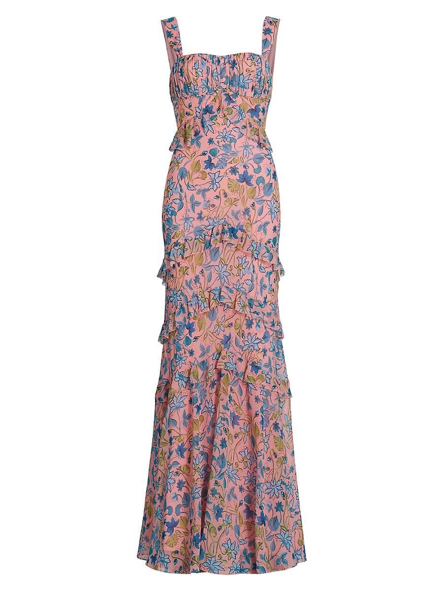 Womens Chandra Floral Silk Maxi Dress Product Image