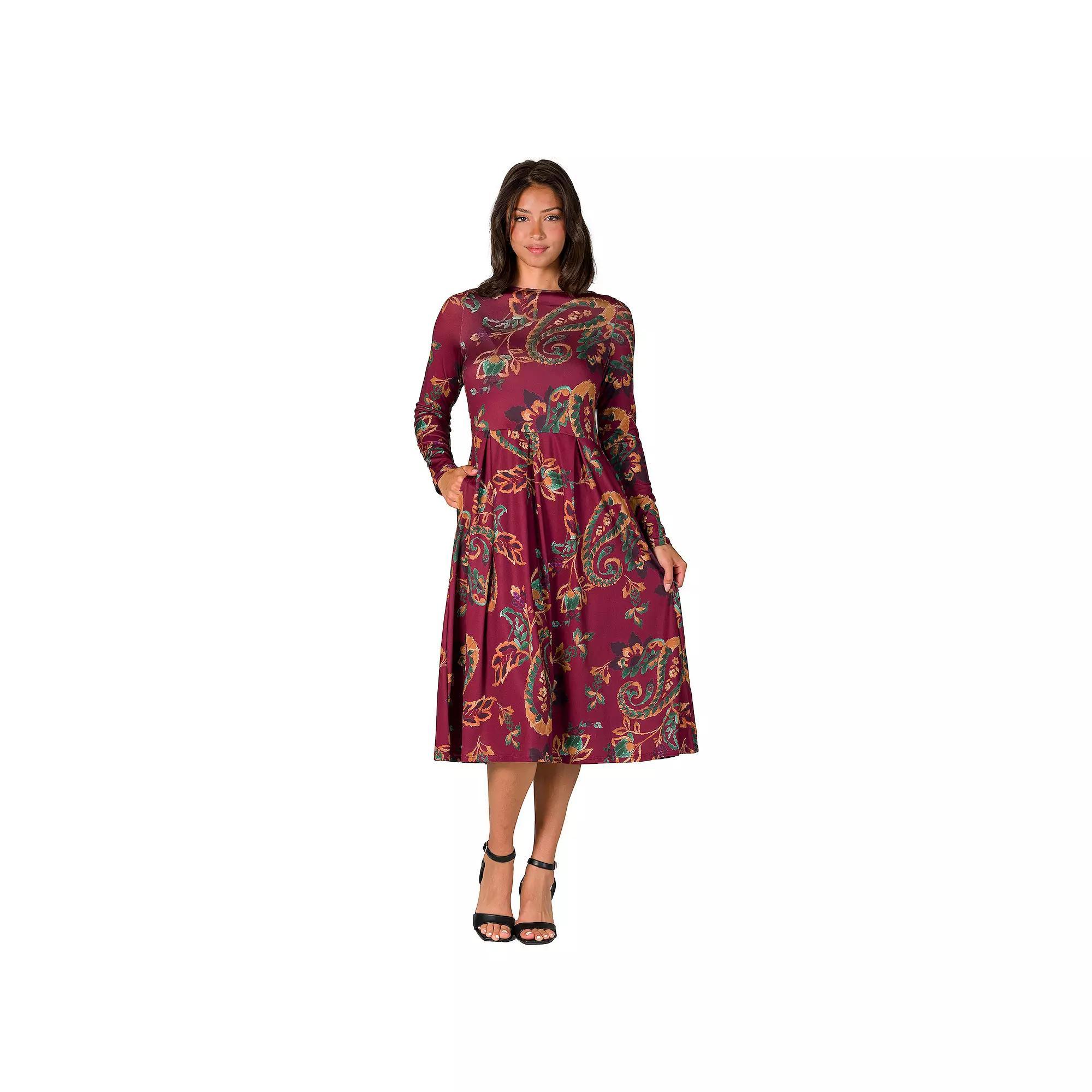 Women's 24Seven Comfort Apparel Midi Pocket Dress, Size: Small, Red Team Product Image