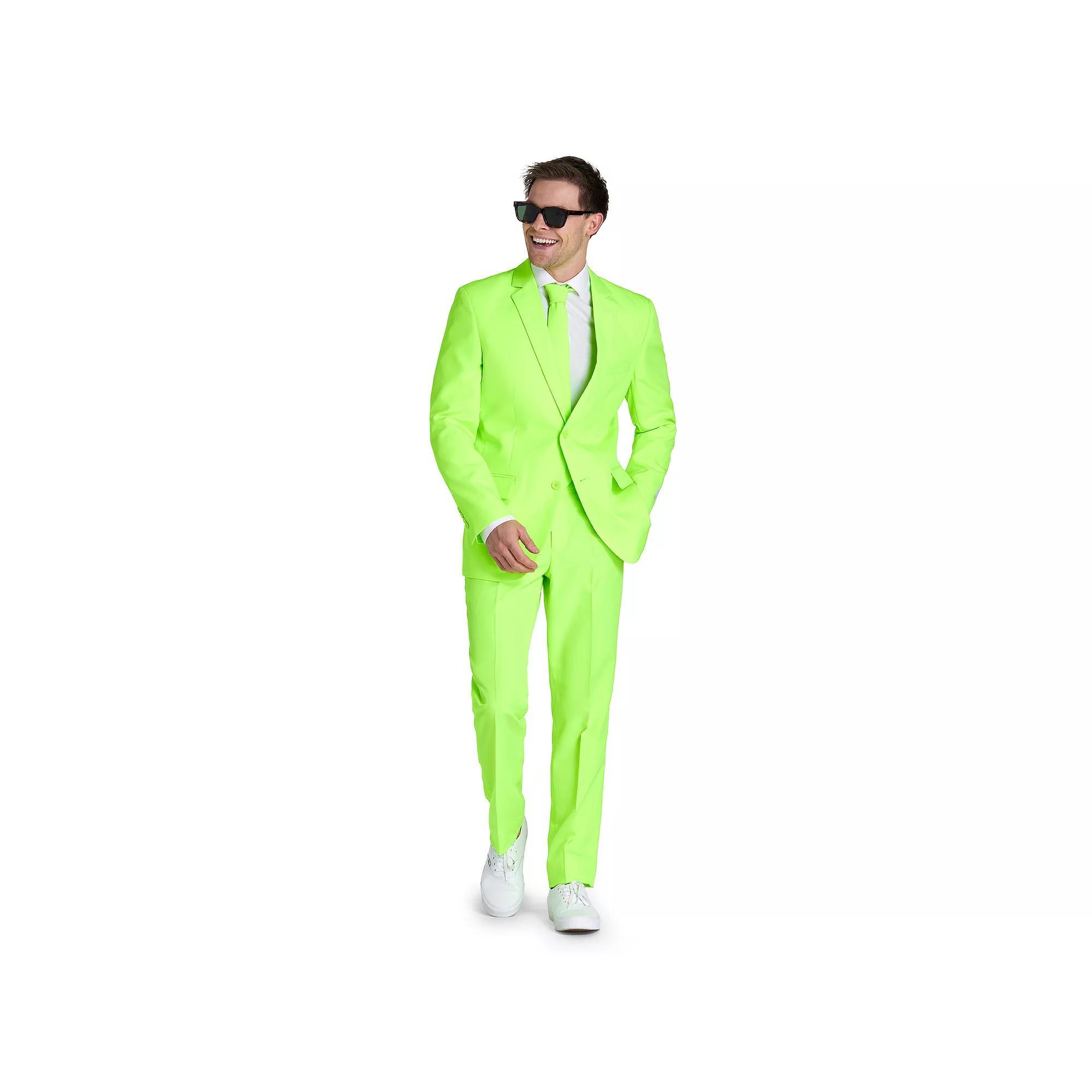 Men's OppoSuits Slim-Fit Solid Suit & Tie Set, Size: 38 - Regular, Neon Green Product Image